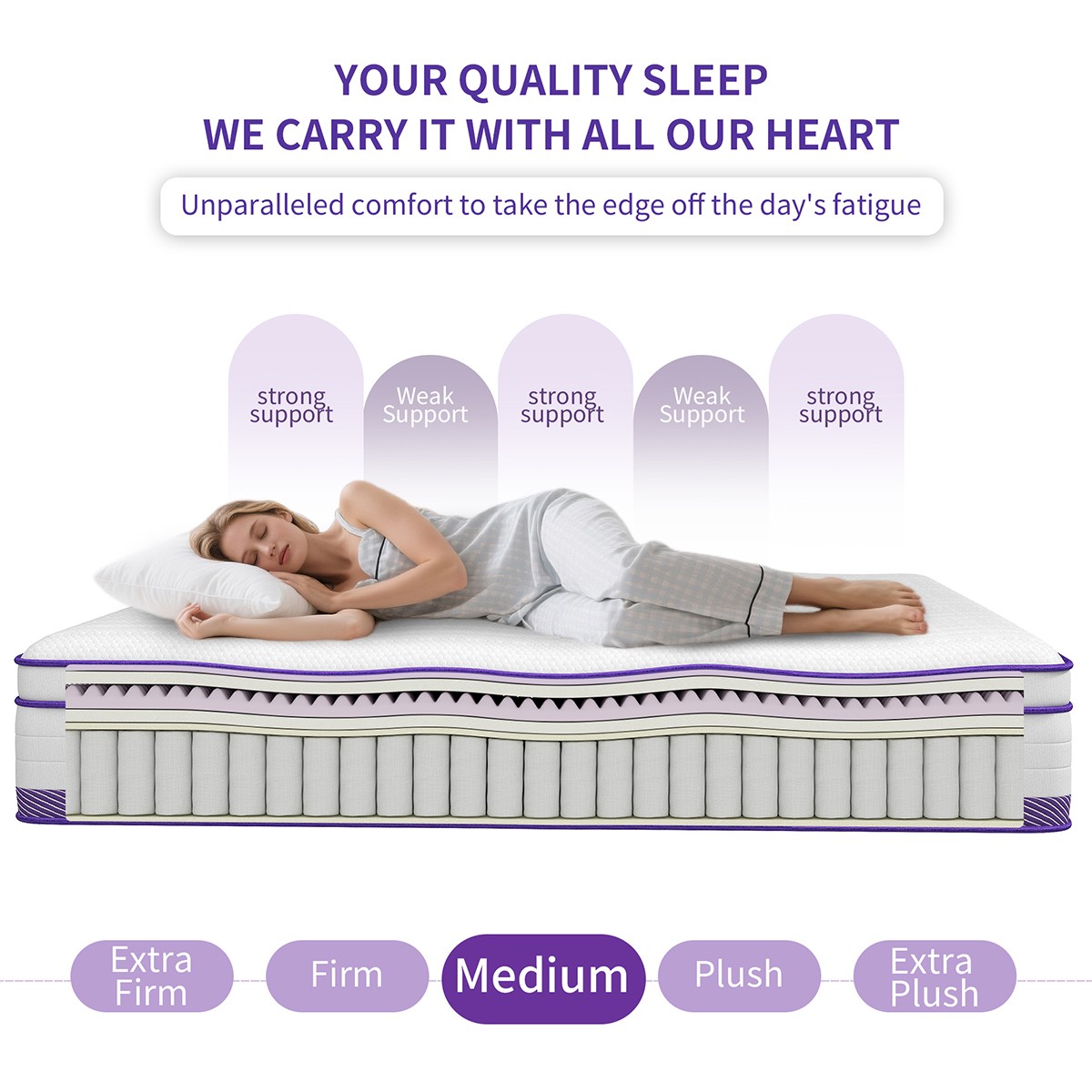 12 Inch King Size Mattress In a Box Gel Memory Foam Hybrid Spring Medium Firm
