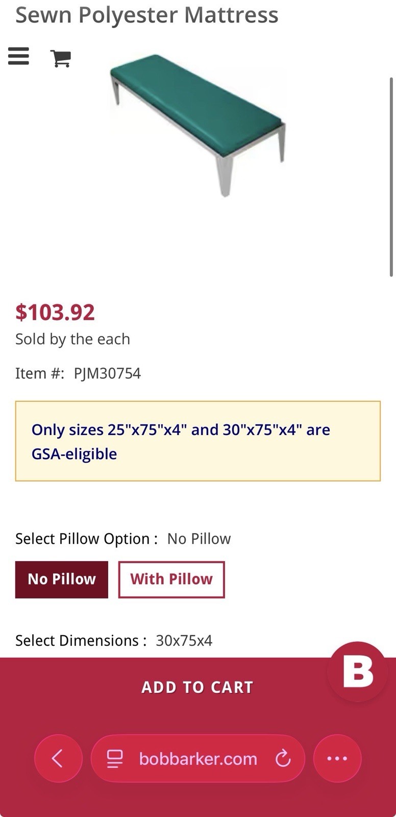 New Heavy Duty & Easy to Clean Polyester Mattress. 30 x 75 x 4” Made In USA