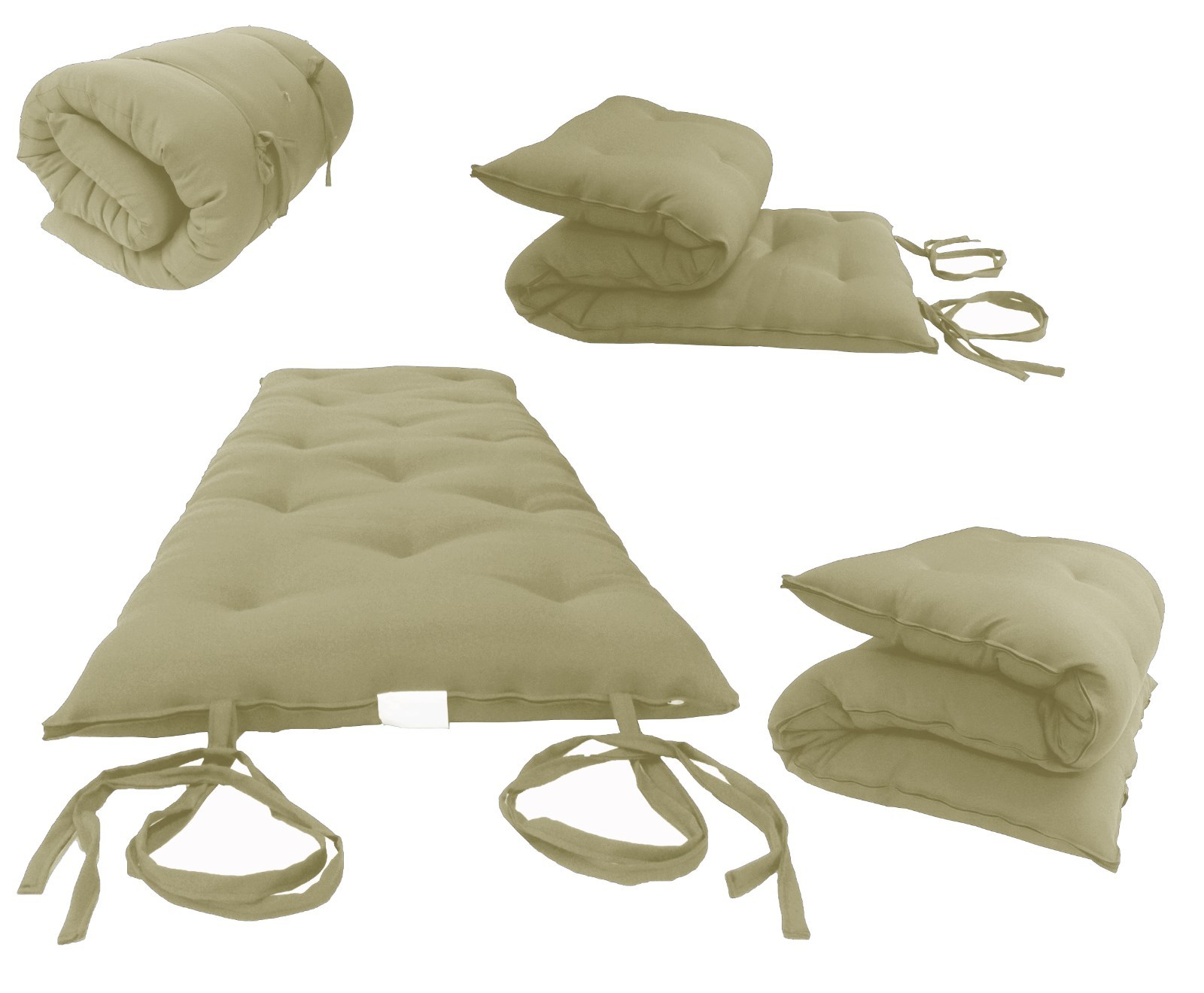 Tan Queen Size Japanese Floor Rolling Futon Mattress, Thai Mat 3 x 60 x 80