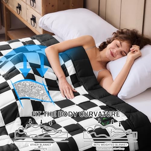 Weighted Blanket for Adults 20lbs, 88″x104″ King 88″x104″-20lbs Black Checkered