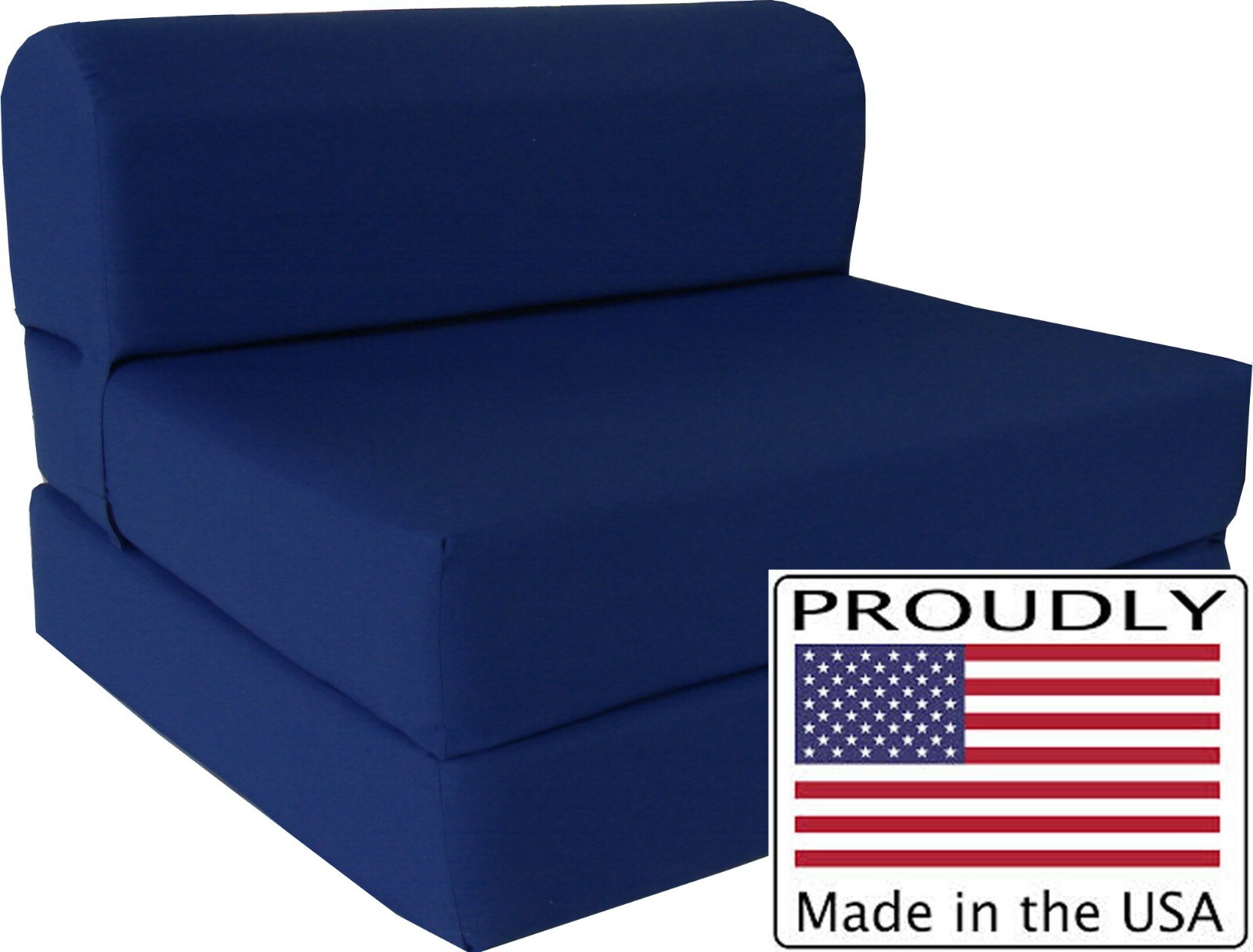 Full 6 x 48 x 72 Flip Chair Folding Foam Beds, Foldable Sofa Bed, Navy Blue