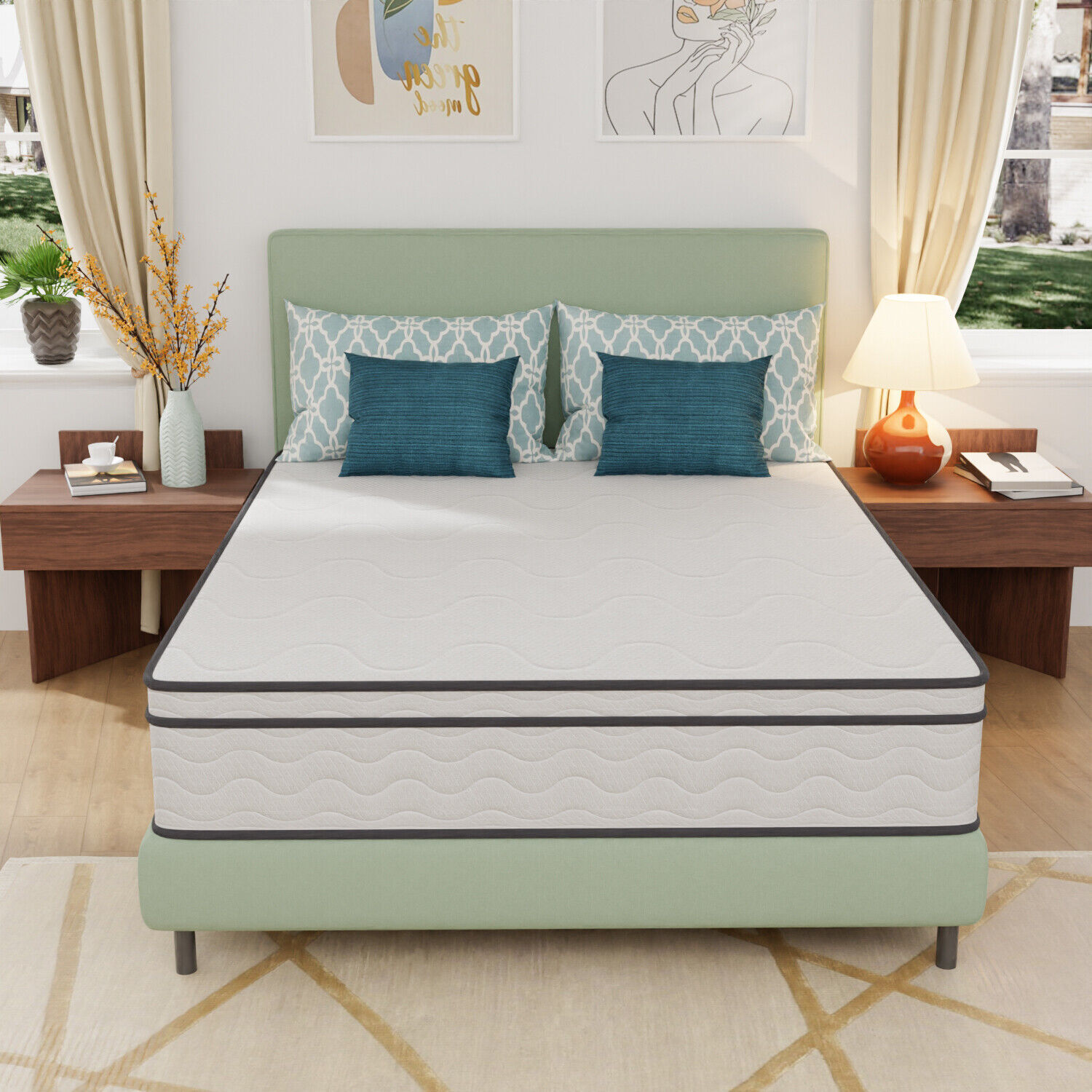 Hybrid Mattress with Innerspring and Foam/Fiberglass Free/Medium Firm Mattress