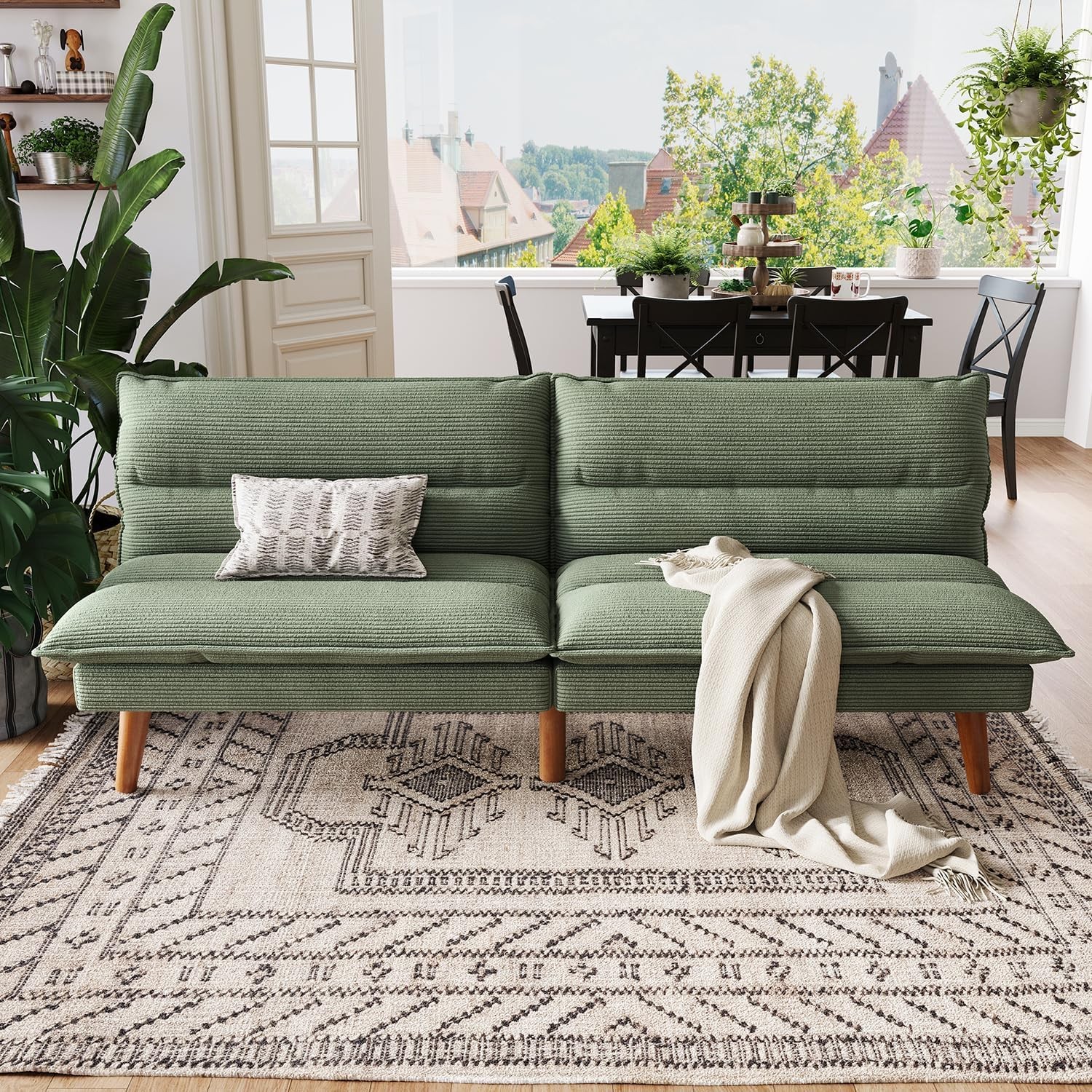 Futon Sofa Bed – Convertible Corduroy Futon Couch Bed with