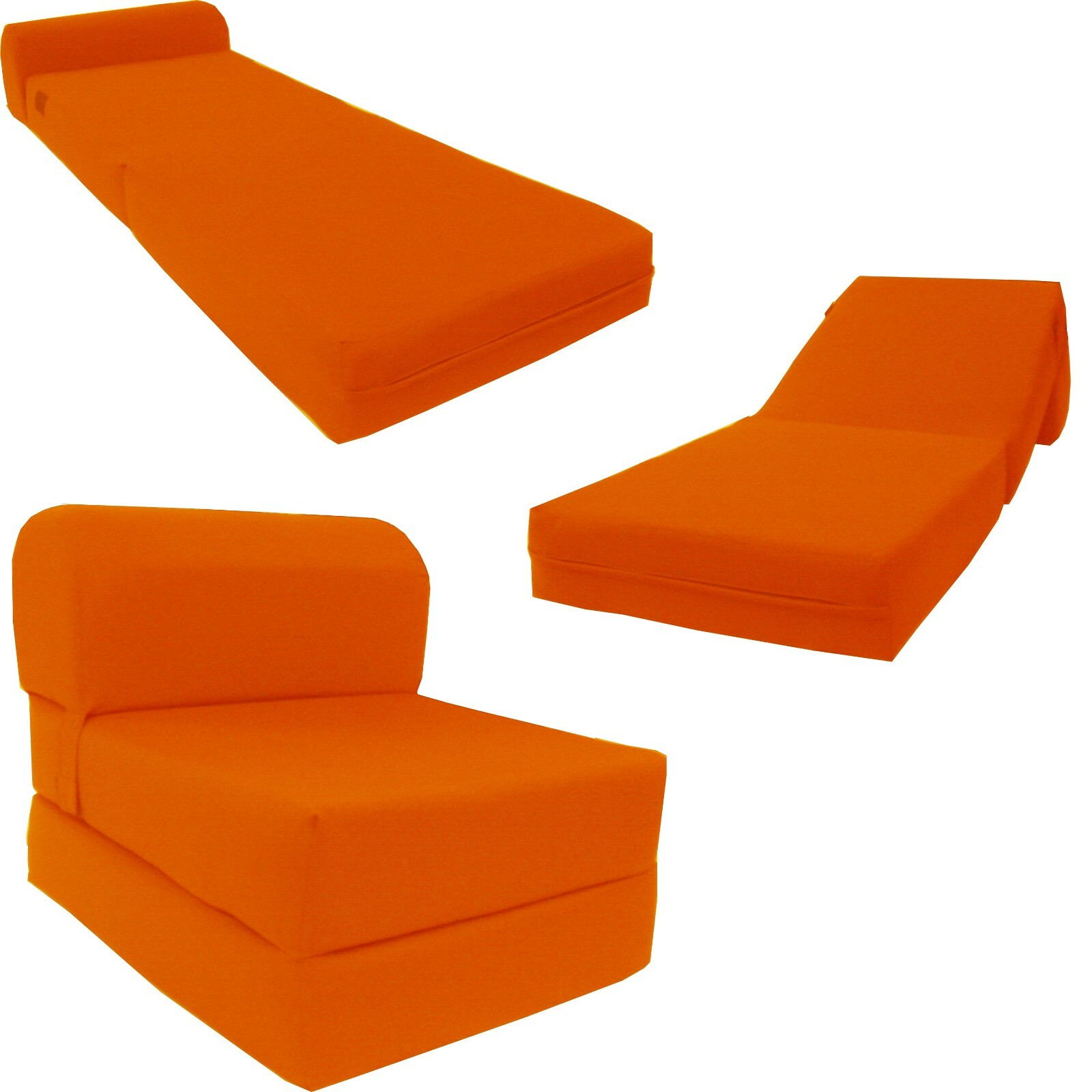 Sleeper Chair Folding Foam Beds, Foldable Sofa Couches 6 x 24 x 70, Orange