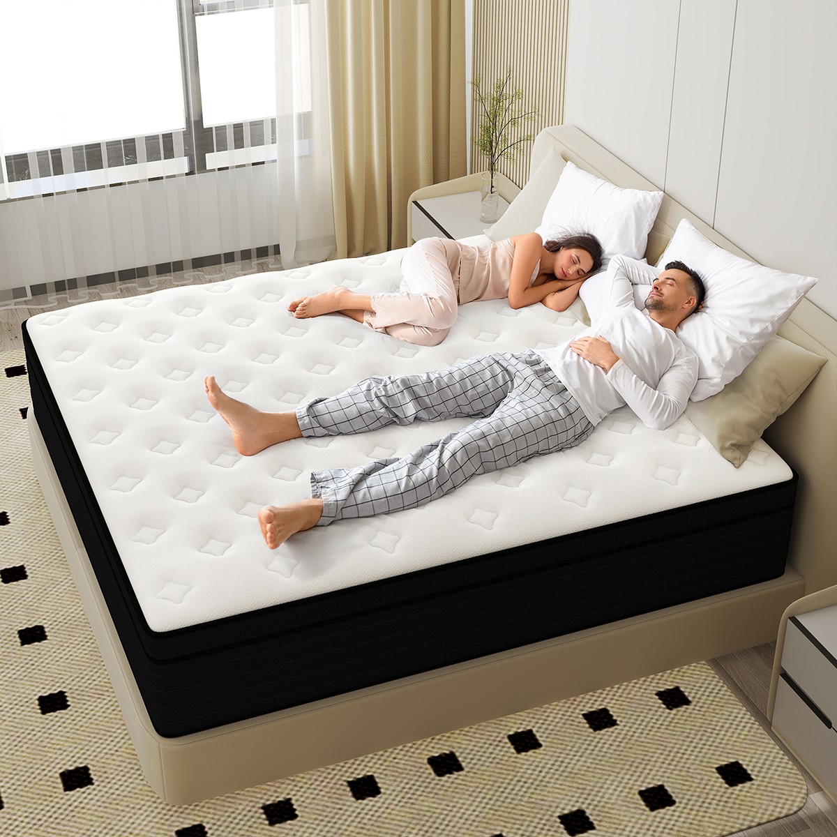 10/12/14 Inch Twin Full Queen King Mattress Hybrid Spring Memory Foam Bed in box