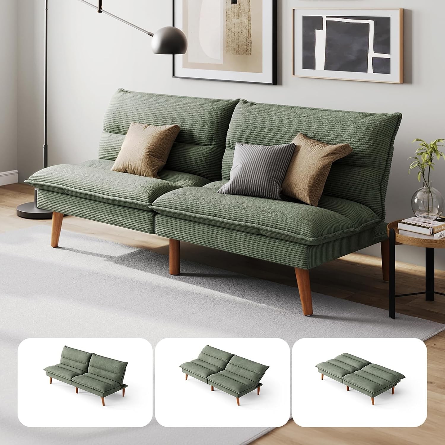 Futon Sofa Bed – Convertible Corduroy Futon Couch Bed with