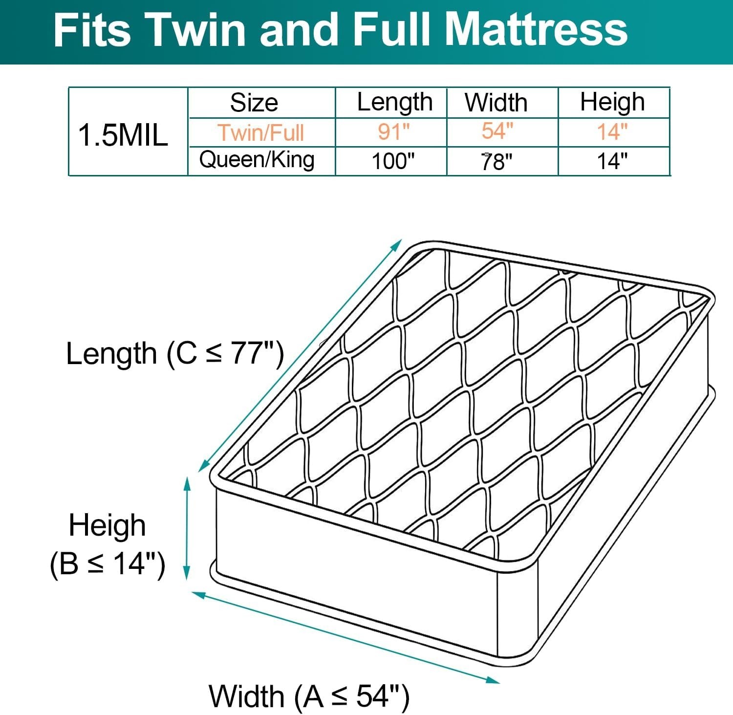 Plastic Mattress Protector Cover – Waterproof and Dust-Proof for Twin/Full Sizes
