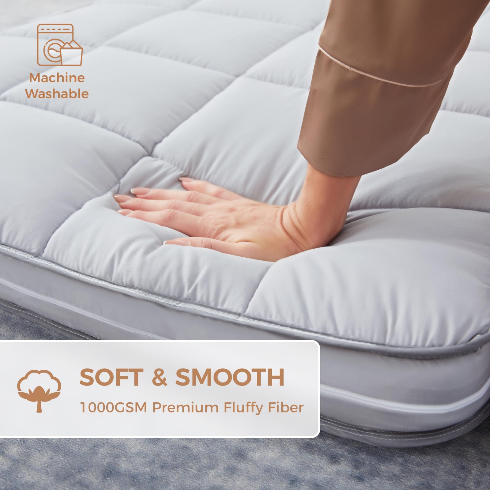 4Inch Cot Mattress Topper,Gel Infused Memory Foam,Machine Washable Thickened …