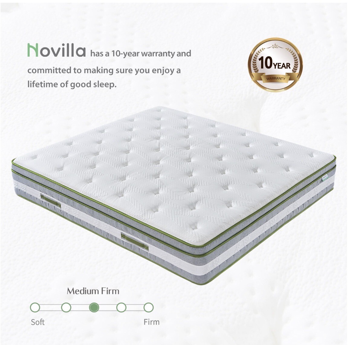 Novilla 12″ Mattress Queen Hypoallergenic Cooling Hybrid Memory Foam Durable