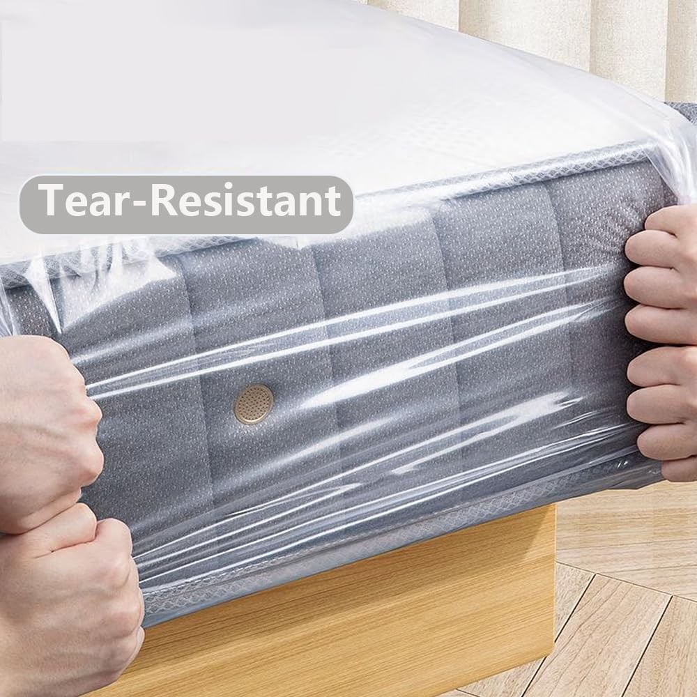 Plastic Mattress Bag for Moving Storage, Protector Queen, Clear