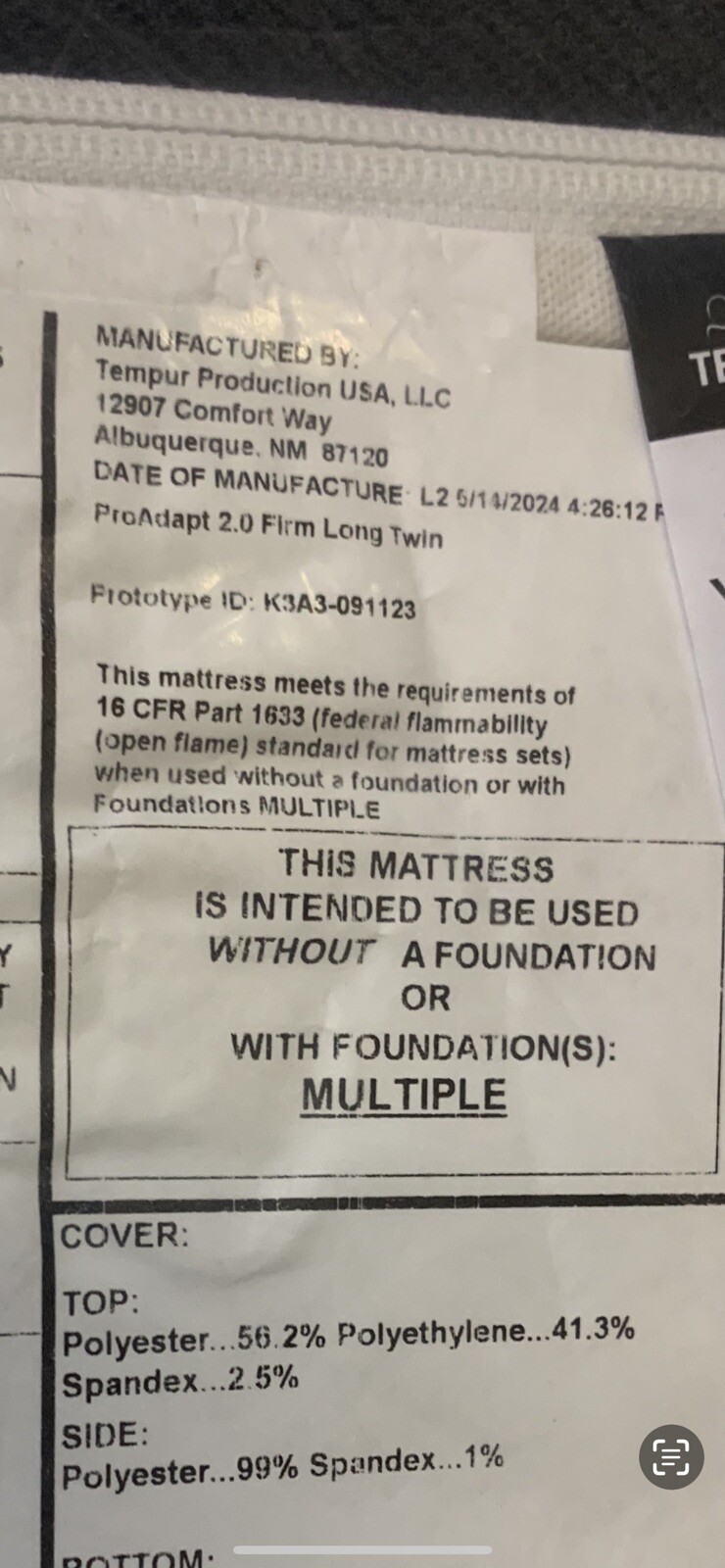 TempurPedic PRO ADAPT FIRM 2.0 TWIN XL MATTRESS NEW CLEARANCE FAST SHIPPING