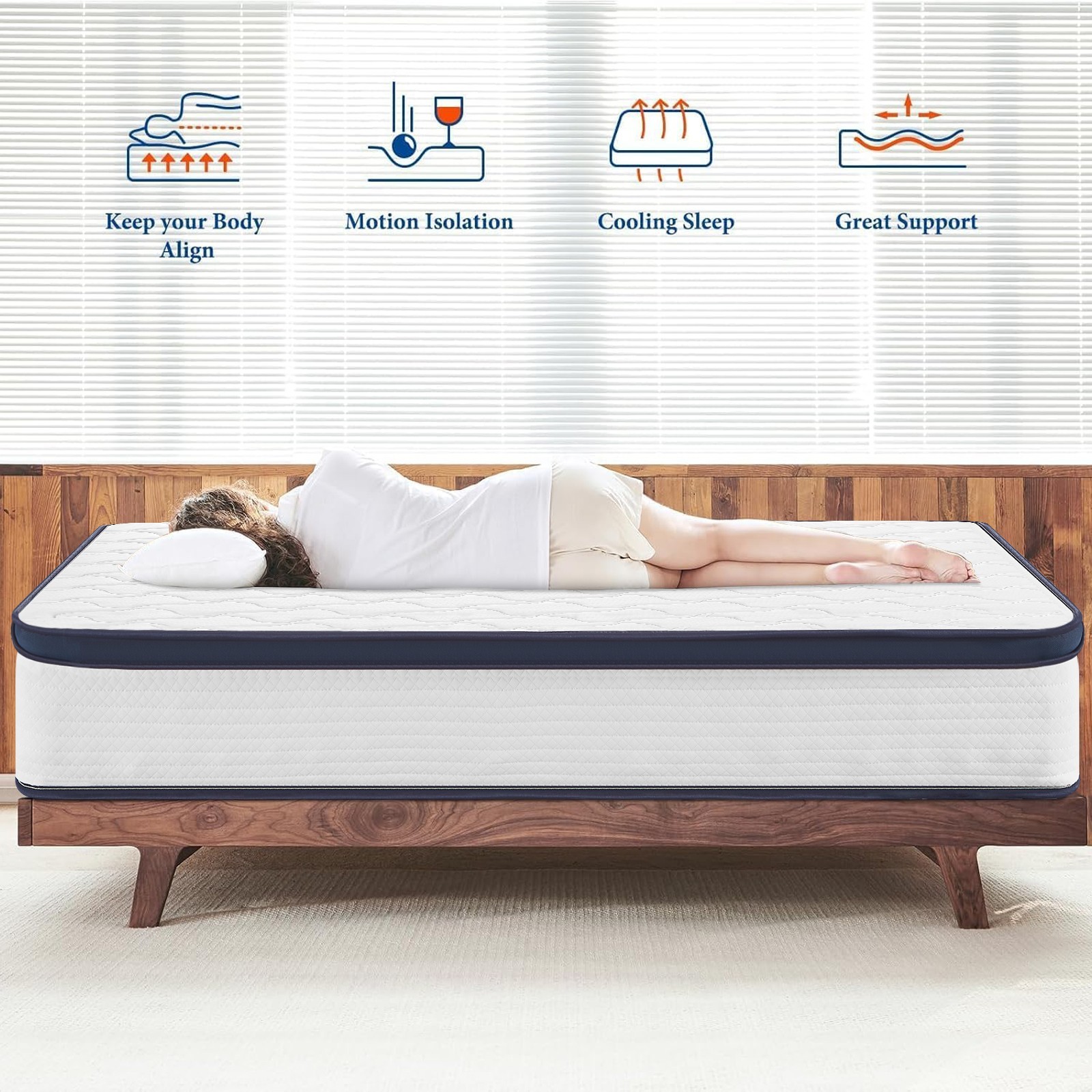 12″ Queen Size Cooling Gel Memory Foam & Pocket Springs Hybrid Mattress in a Box