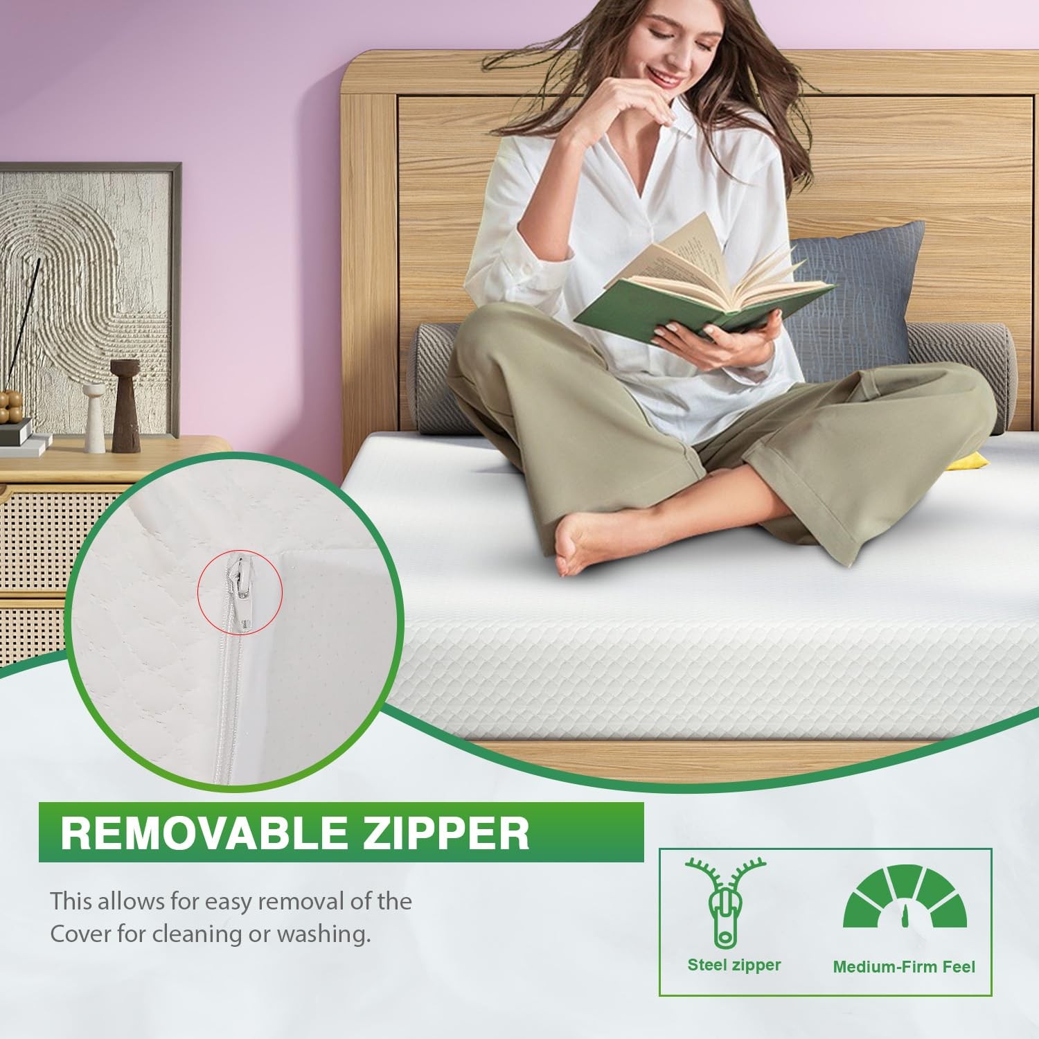 Twin-XL 5 Inch Gel Memory Foam Mattress Medium-Firm Pressure Relief Cooler Sleep