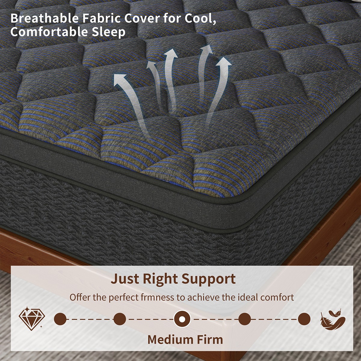 12/14 Inch Gel Memory Foam Hybrid Spring Mattress Twin Full Queen King In A Box