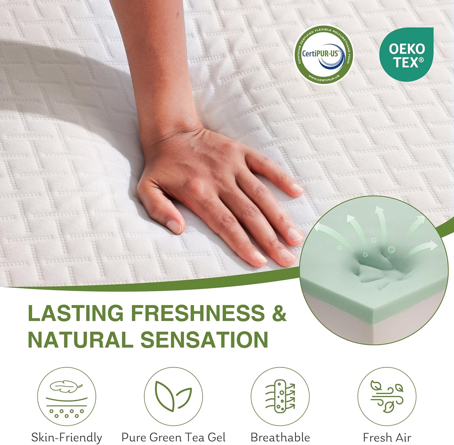 8″ Twin Full Queen King Memory Foam Green Tea Gel Mattress In A Box Medium Firm