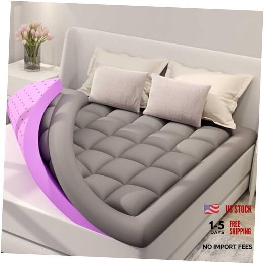 Dual Layer 5 Inch Memory Foam Mattress Topper Size, 2 Inch Gel King Dark Gray