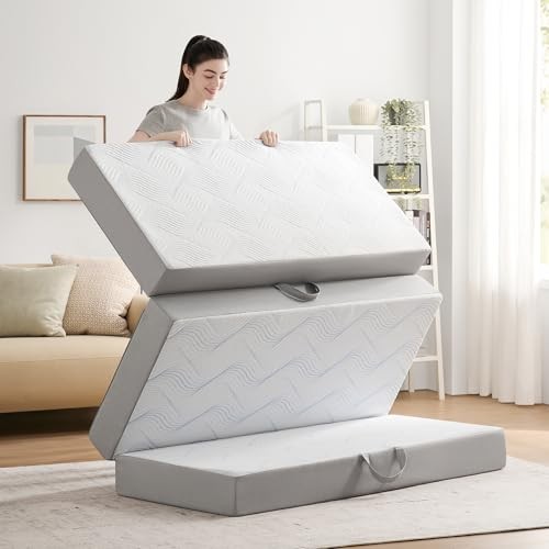 Folding Mattress Memory Foam Foldable Mattress Trifold Mattress Single 4 Inch