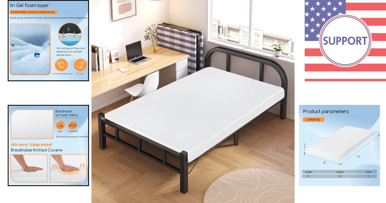 5 Inch Plush Top Twin Gel Memory Foam Mattress – Comfort and Pressure Relief