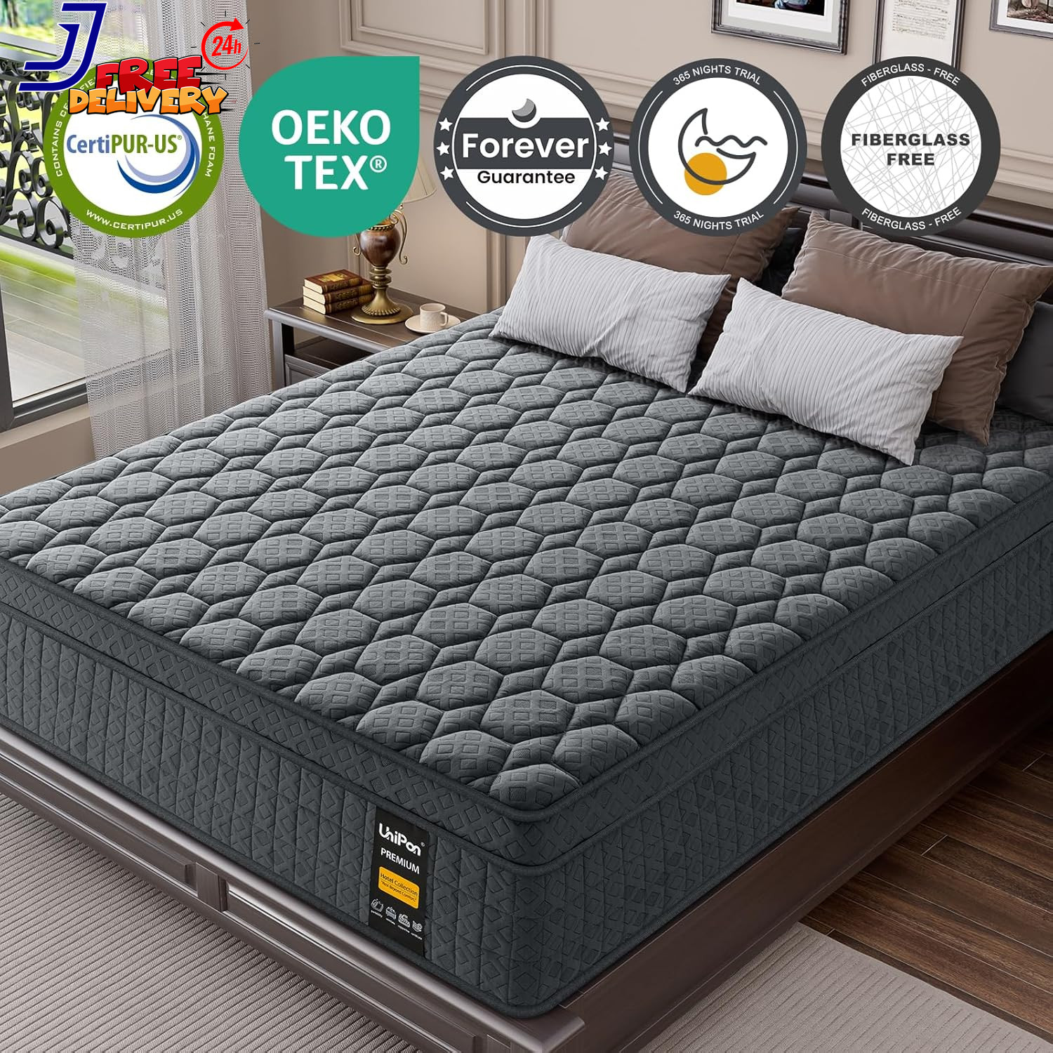 14 Inch Extra Firm Mattress Queen Hybrid Mattress with Back and Lumbar Hip Supp