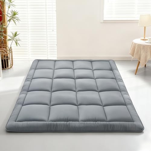 Japanese Floor Mattress Futon, Thick 5-Layer Roll Up Foldable Twin Grey