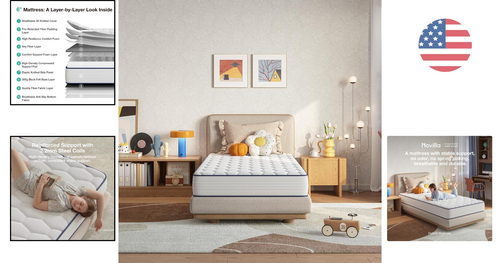 Breathable Twin Mattress with Bonnell Springs – Designed for Optimal Comfort