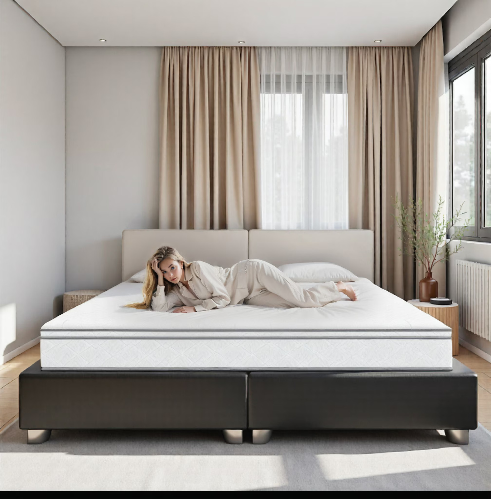 12 Inch King Size Hybrid Mattress in a Box with Gel Memory Foam & Pocket Spring