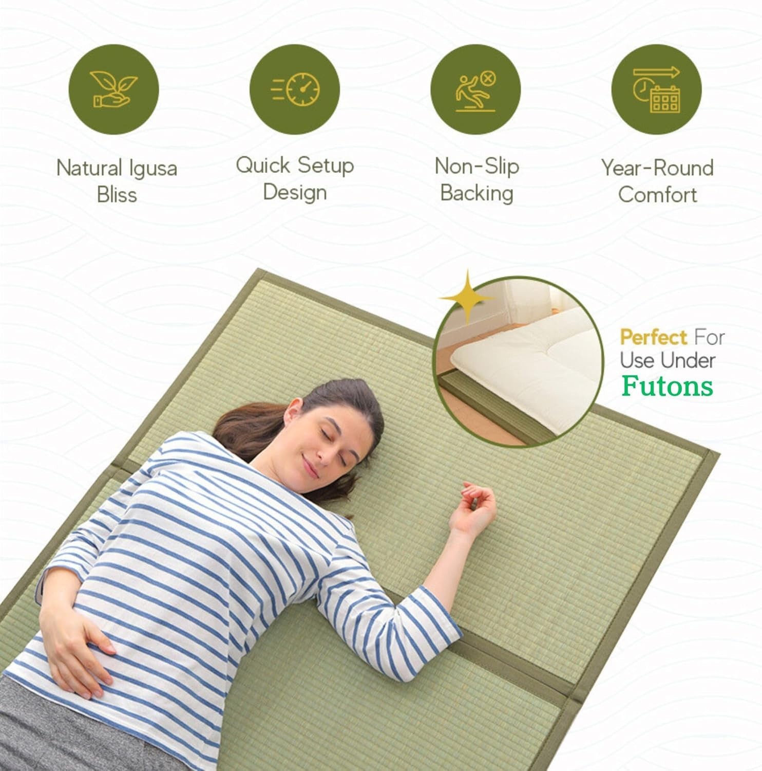 Japanese Traditional Tatami Mat, Igusa (Rush Grass) Floor Mattress, Futon, 55…
