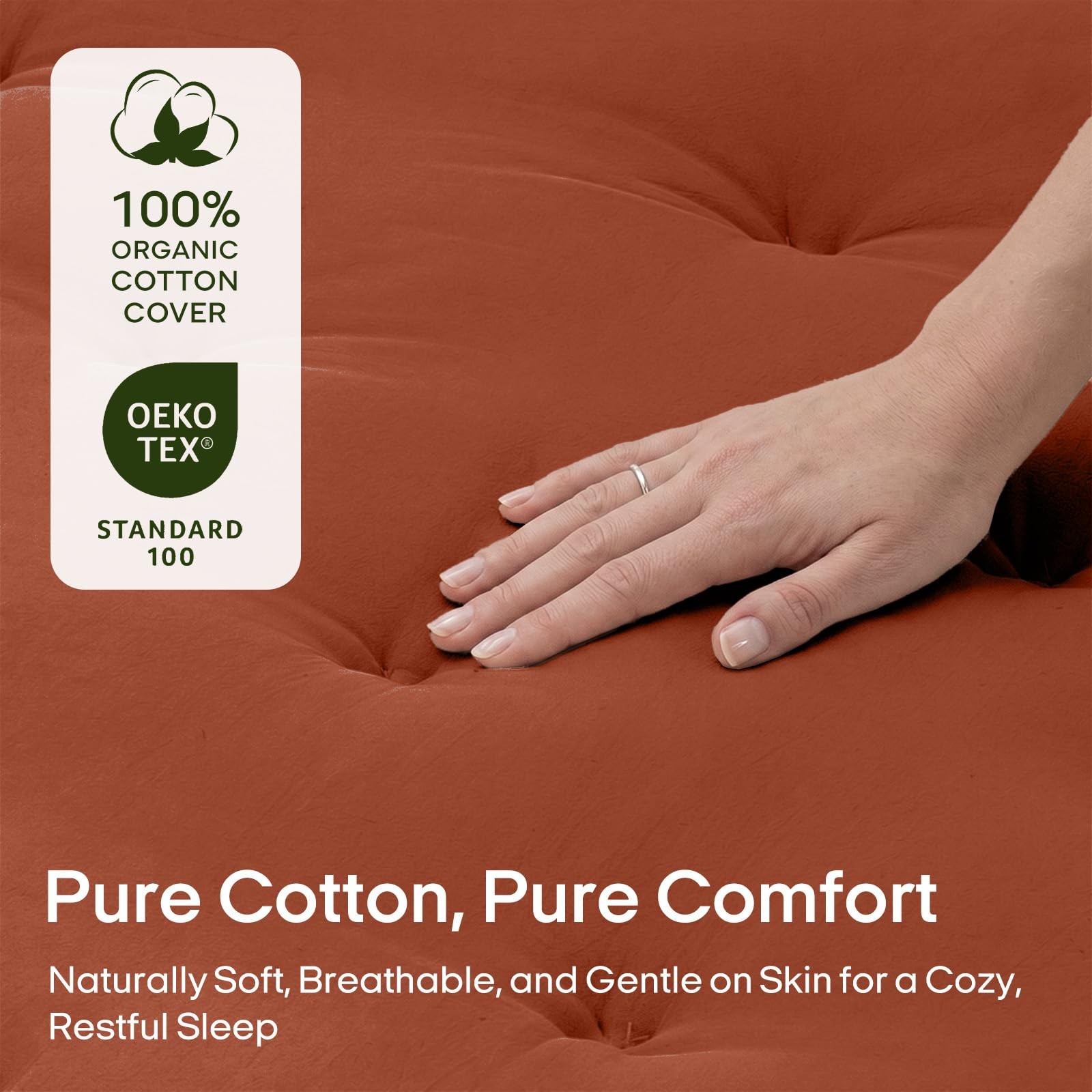 Japanese Floor Futon Mattress Twin Size 75″x 39″, 100% Cotton Cover 4″ Thicke…