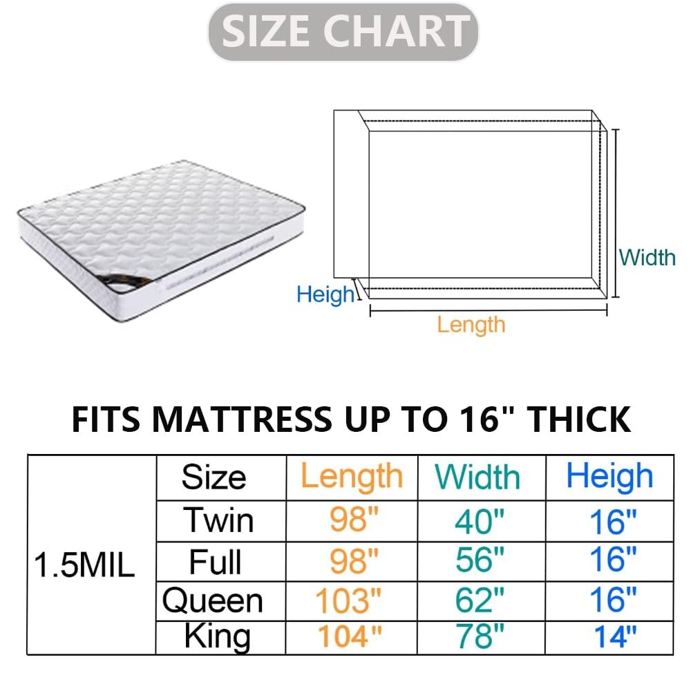 Plastic Mattress Bag for Moving Storage, Protector Cover Twin, Clear