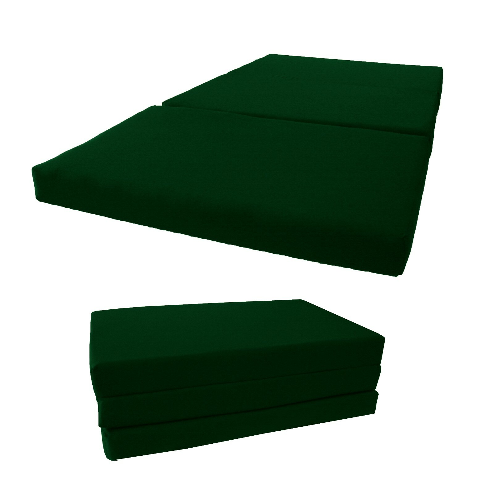 Twin Shikibuton Trifold Foam Beds, Folding Mattresses 4 x 39 x 75, Hunter Green