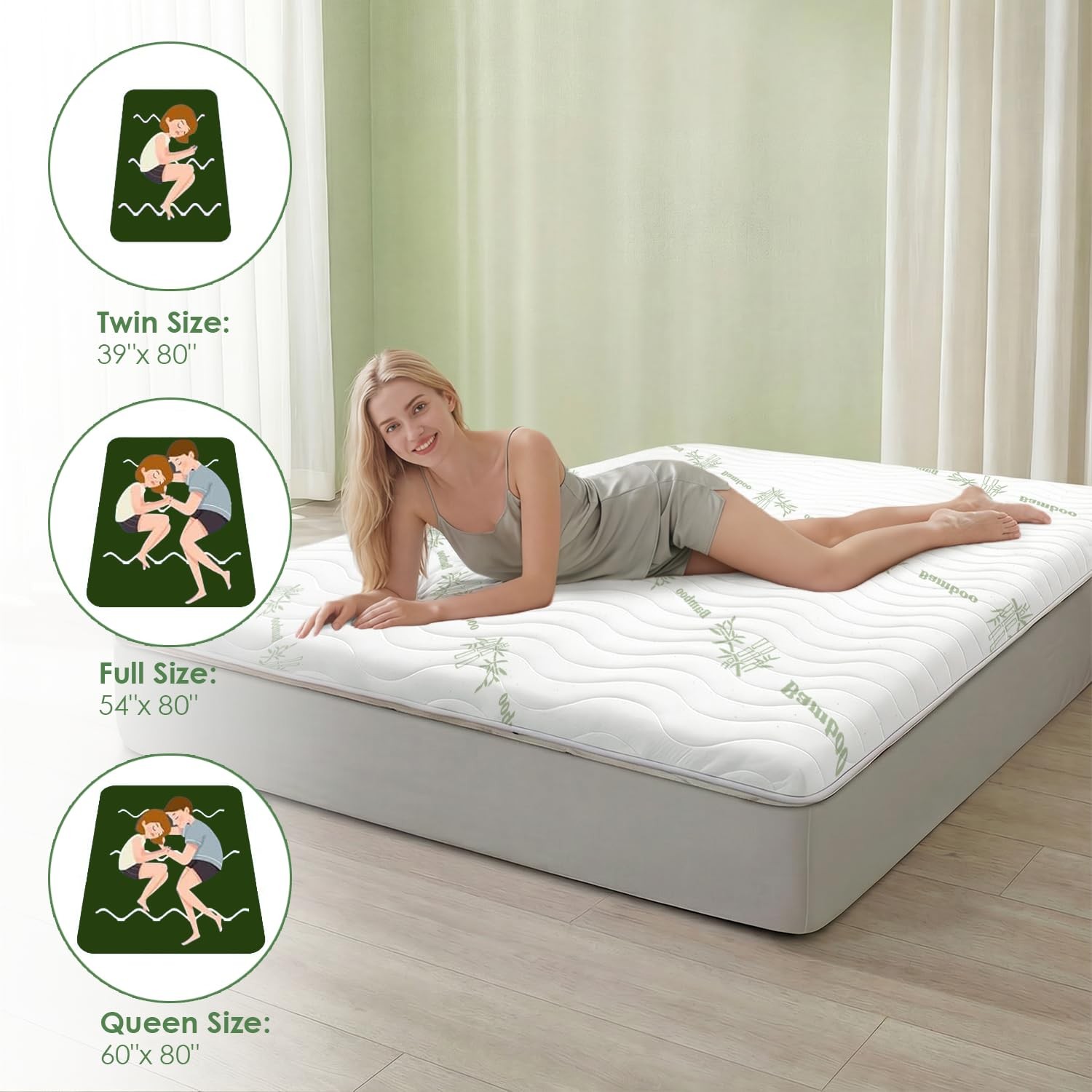 Japanese Floor Mattress Viscose Derived from Bamboo, 100% High Density Foam, …