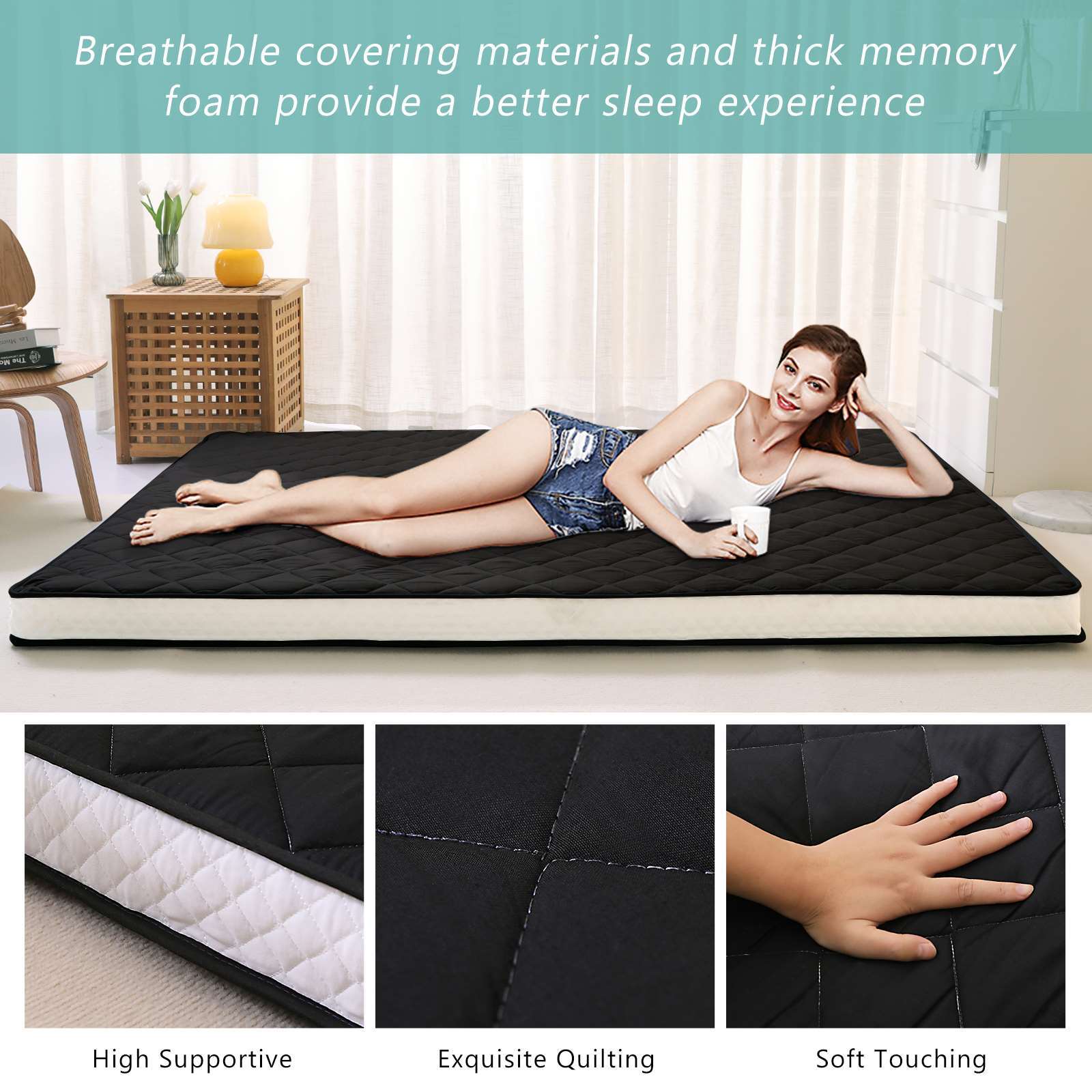 Floor Mattress Japanese Futon Mattress Foldable Bed Roll Up Camping Mattress