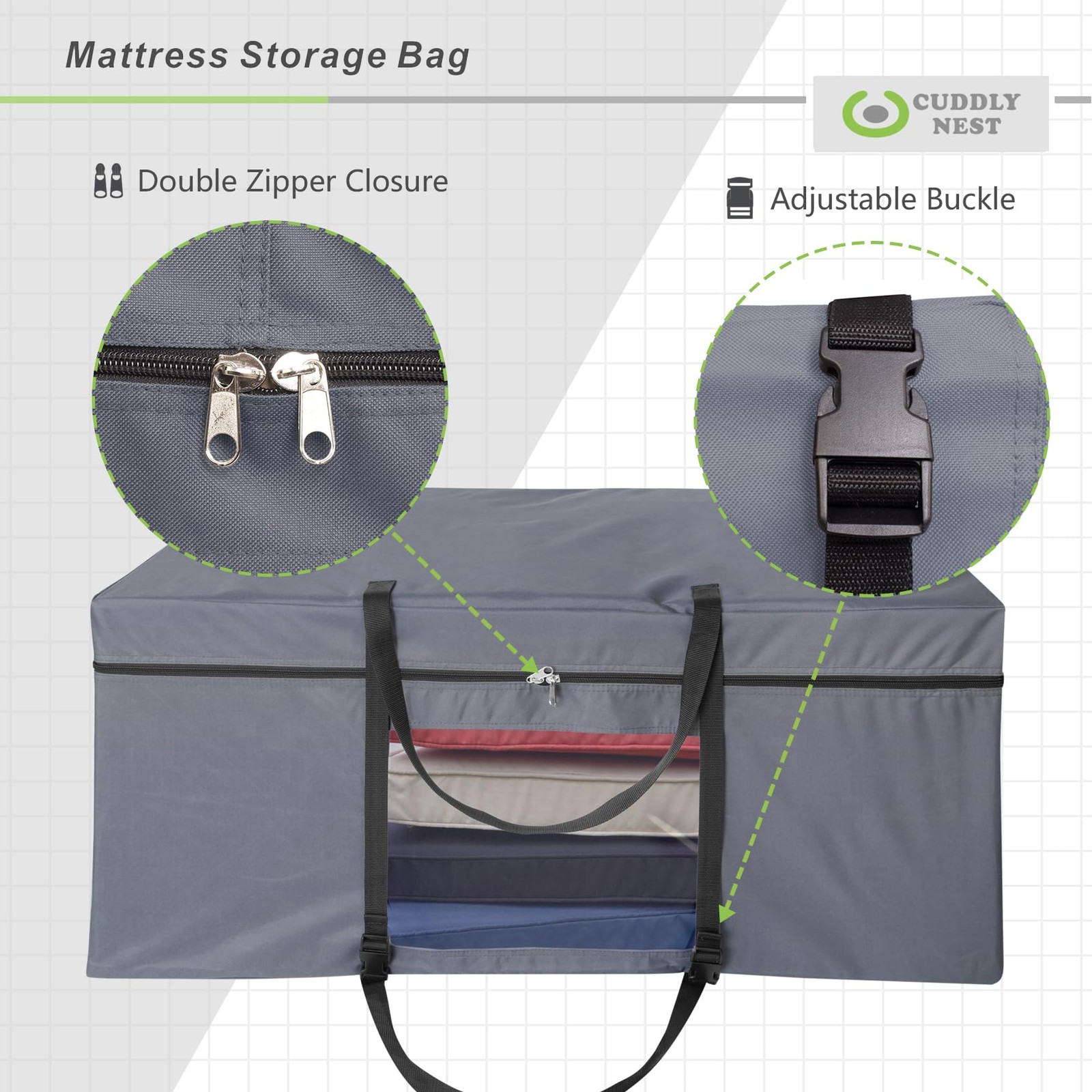Cuddly Nest Folding Mattress Storage Bag for Tri-Fold Guest Beds TWIN/TWIN XL