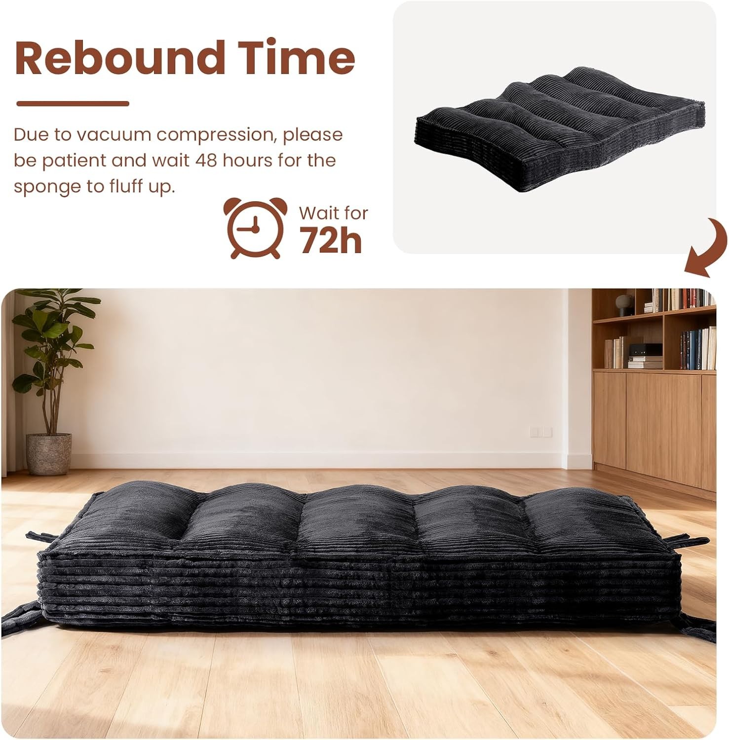 10″ Futon Mattress Queen Size,Futons Sofa Couch Bed with Straps, Thick Corduroy