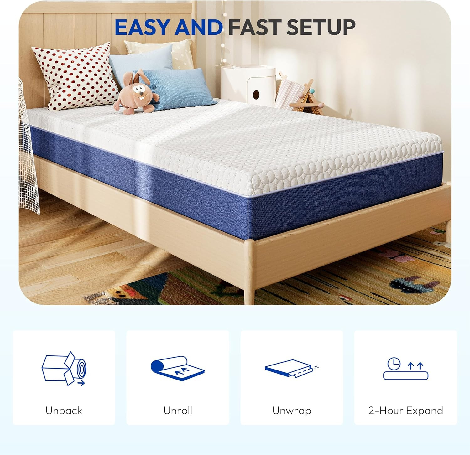 6 Inch Full Size Mattress, Firm Gel Memory Foam Full Mattress in a Box, Firm Bac