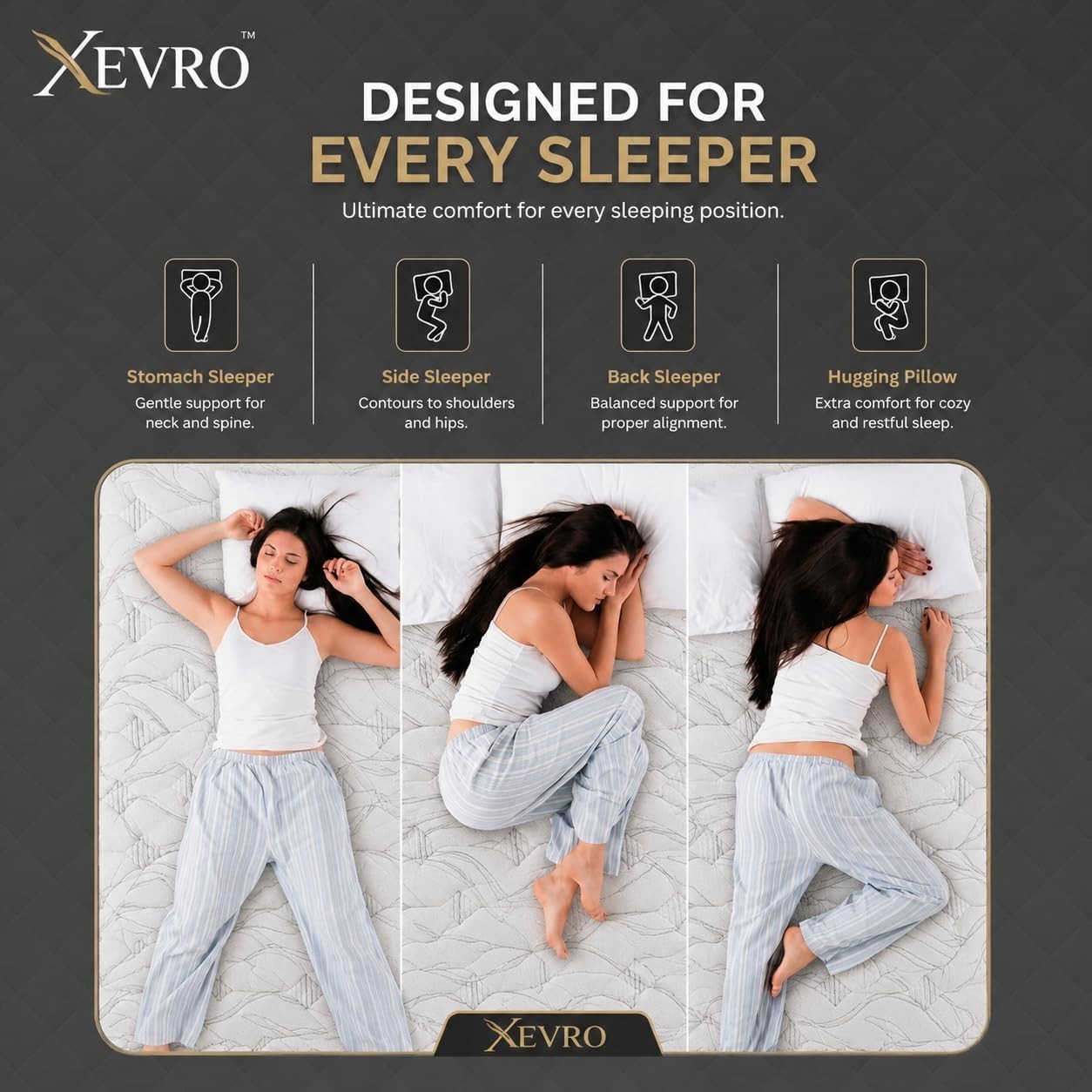 XEVRO Mattress 10″/12″ Hybrid Cooling Gel Memory Foam Pocket Spring Medium Firm