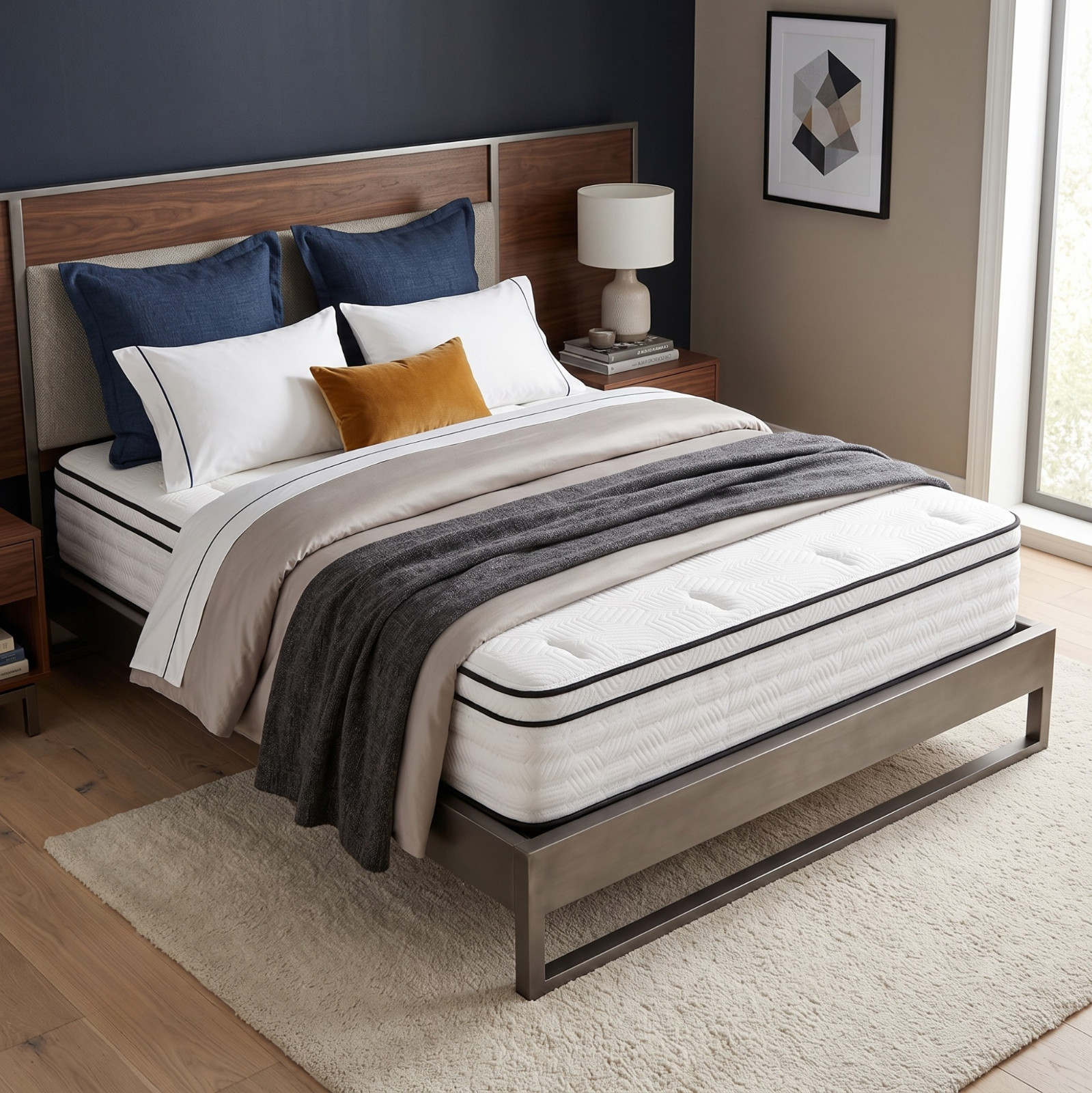 12″ Euro Top Pocket Coil Hybrid Memory Foam Mattress Medium Firm Bed in a Box