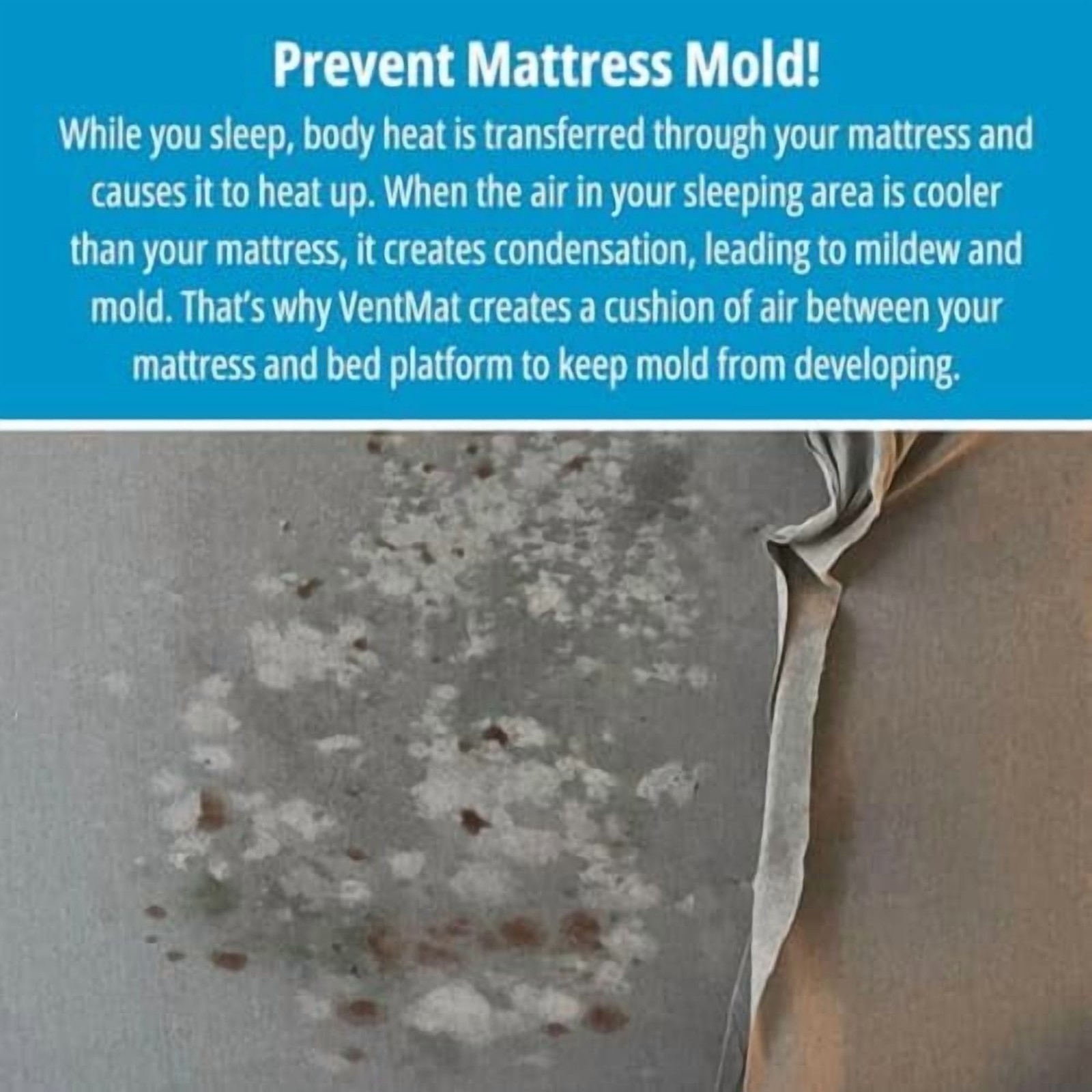 VENTMAT RV Mattress Underlay- Breathable Ventilation Airflow Pad Short Queen