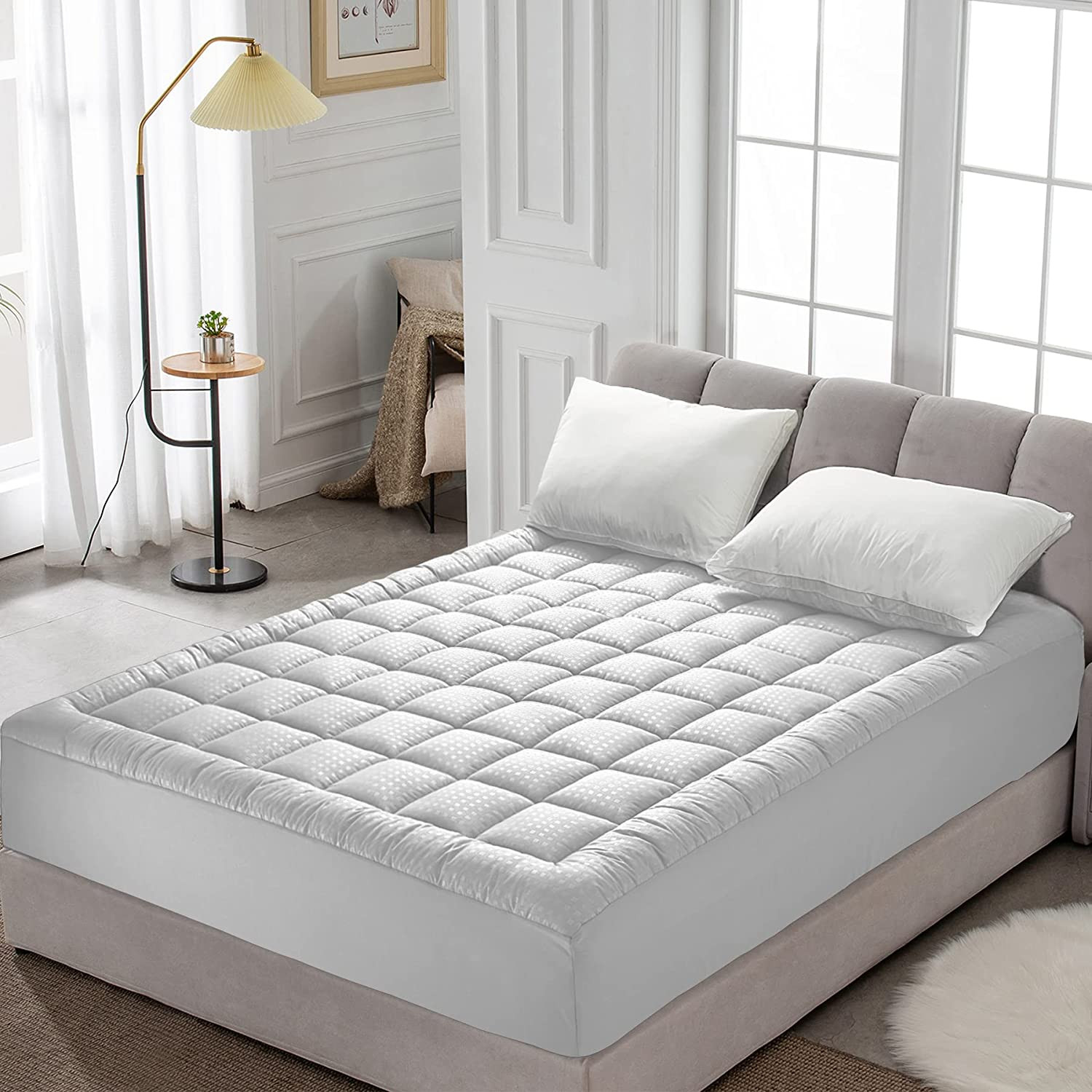Protector de colchón acolchado y ajustado para cama tamaño queen