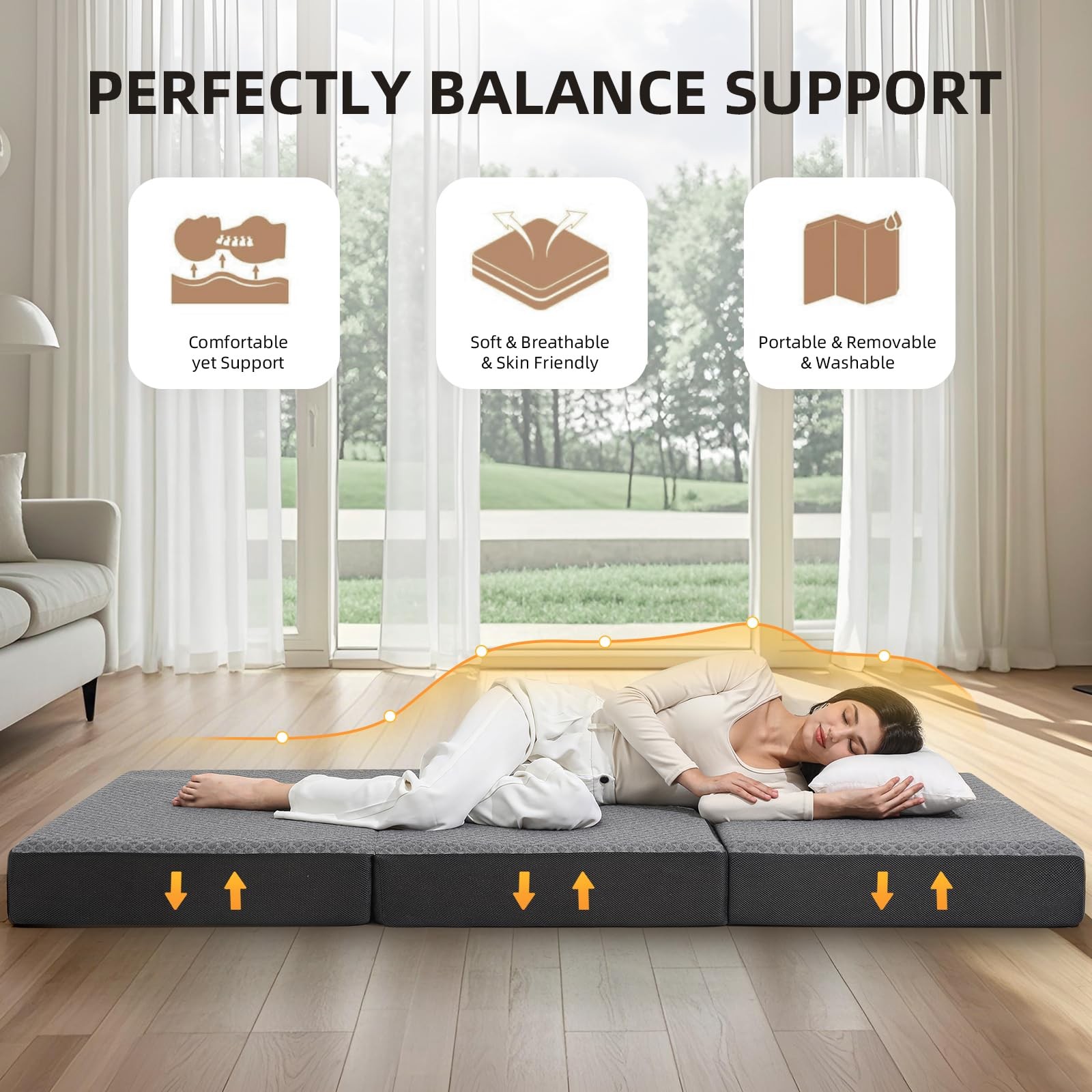 Portable Tri-Fold Memory Foam Mattress – 4-Inch Single Size Foldable Mattress…