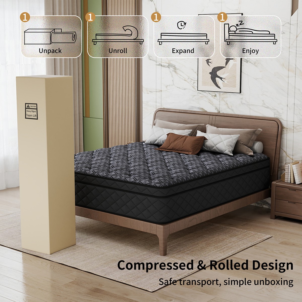 12″ 14″ Twin Full Queen King Mattress in a Box Gel Memory Foam Pocket Spring