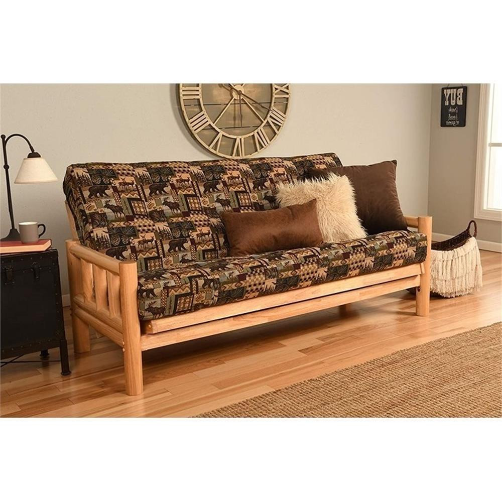 Full-size Futon Mattress in Brown Peter’s Cabin Print-Frame Not Included