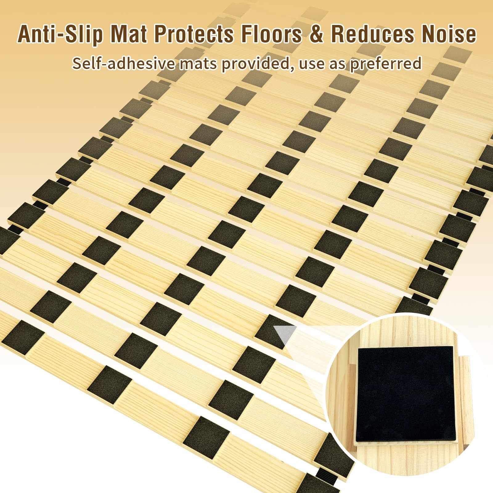 Japanese Tatami Mat Floor Bed, Knotless Solid Wood, Roll-Up Slatted Bed Plate…