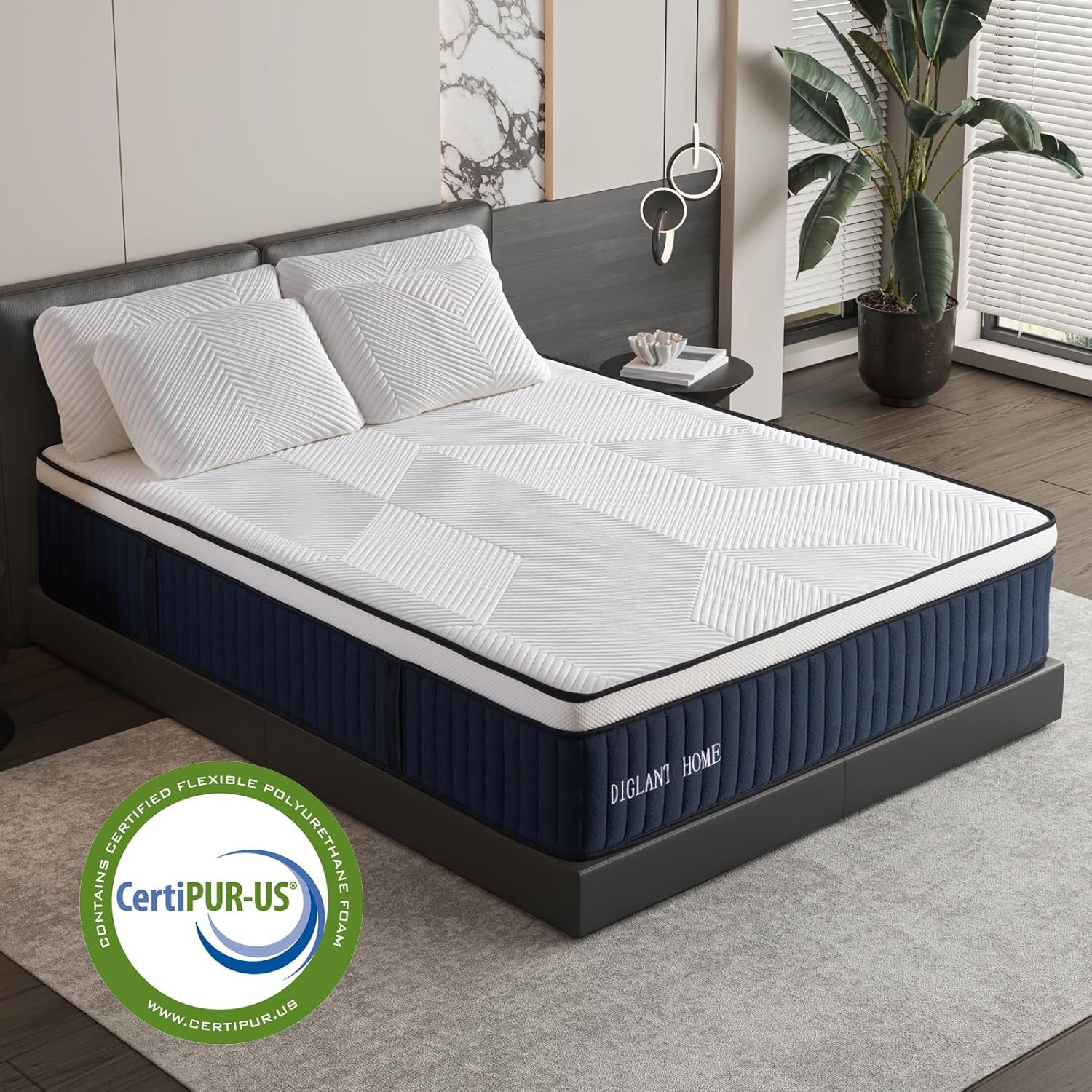 14″ King Size Plush Memory Foam Hybrid Mattress with Edge Support & Comfort