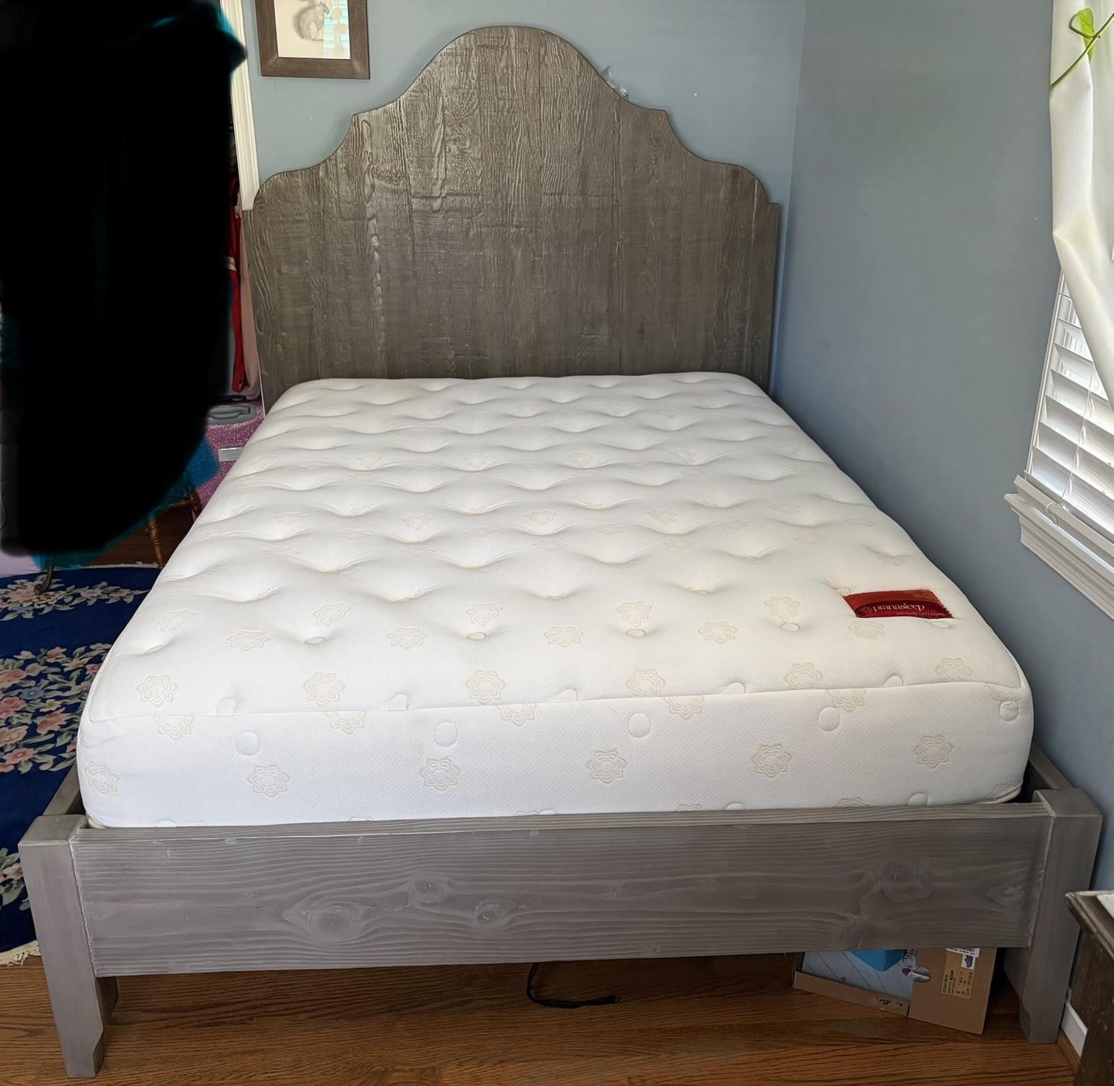 Solid Wood Queen Handmade Bed and Prana Sleep Vinyasa Memory Foam Mattress