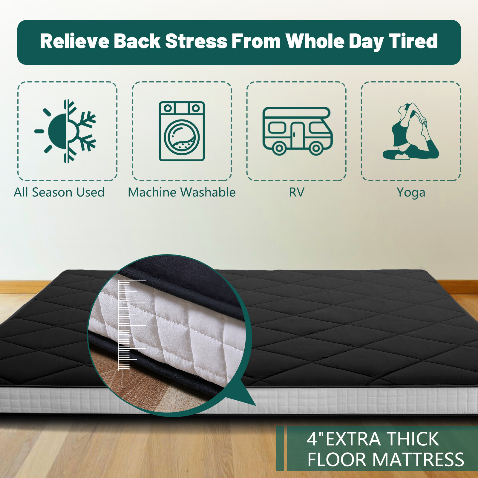 SLSY Japanese Floor Mattress Futon Mattress Foldable Pad Diamond Pattern Mat