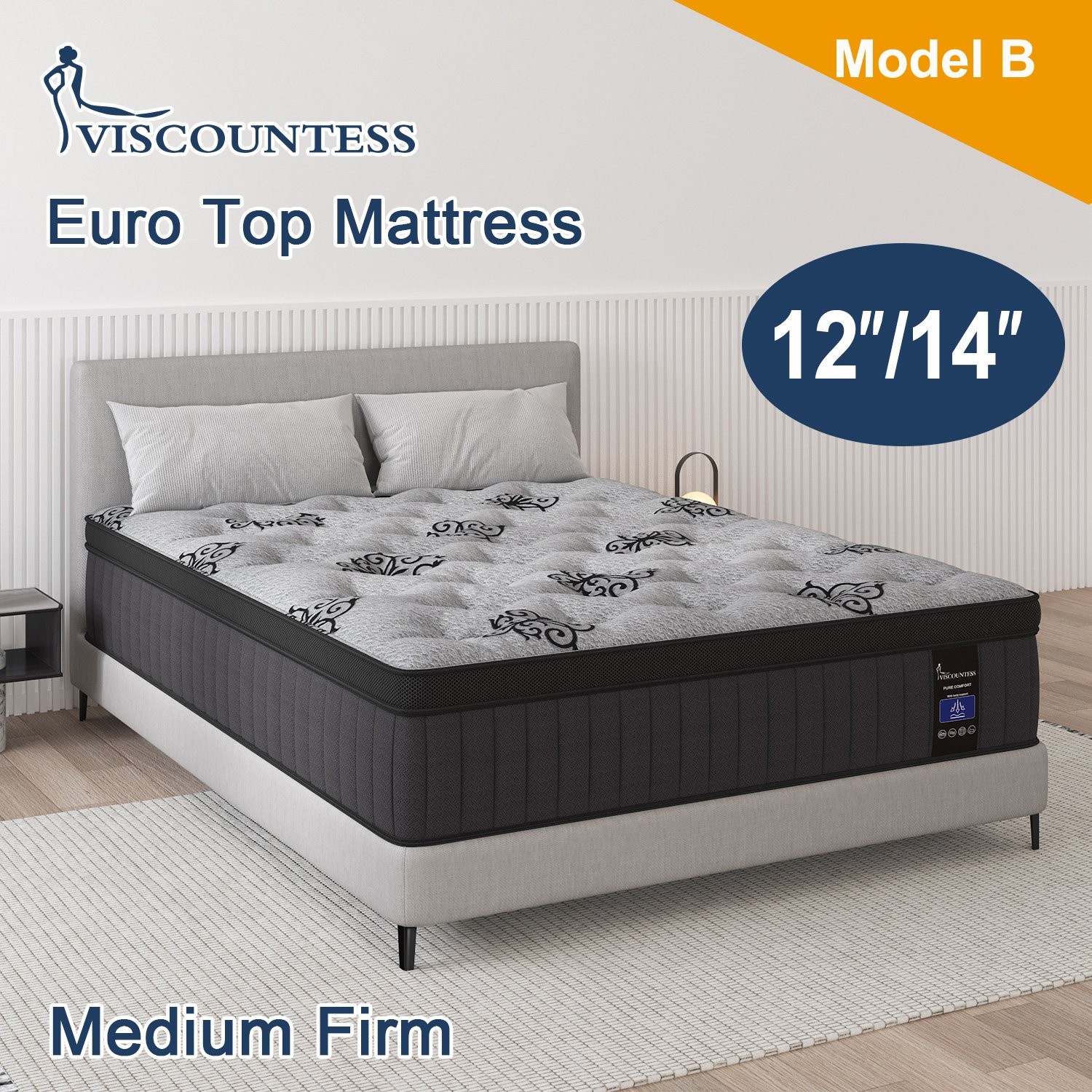 10″ 12″ 14″Gel Memory Foam Hybrid Spring Mattress Twin Full Queen King in A Box