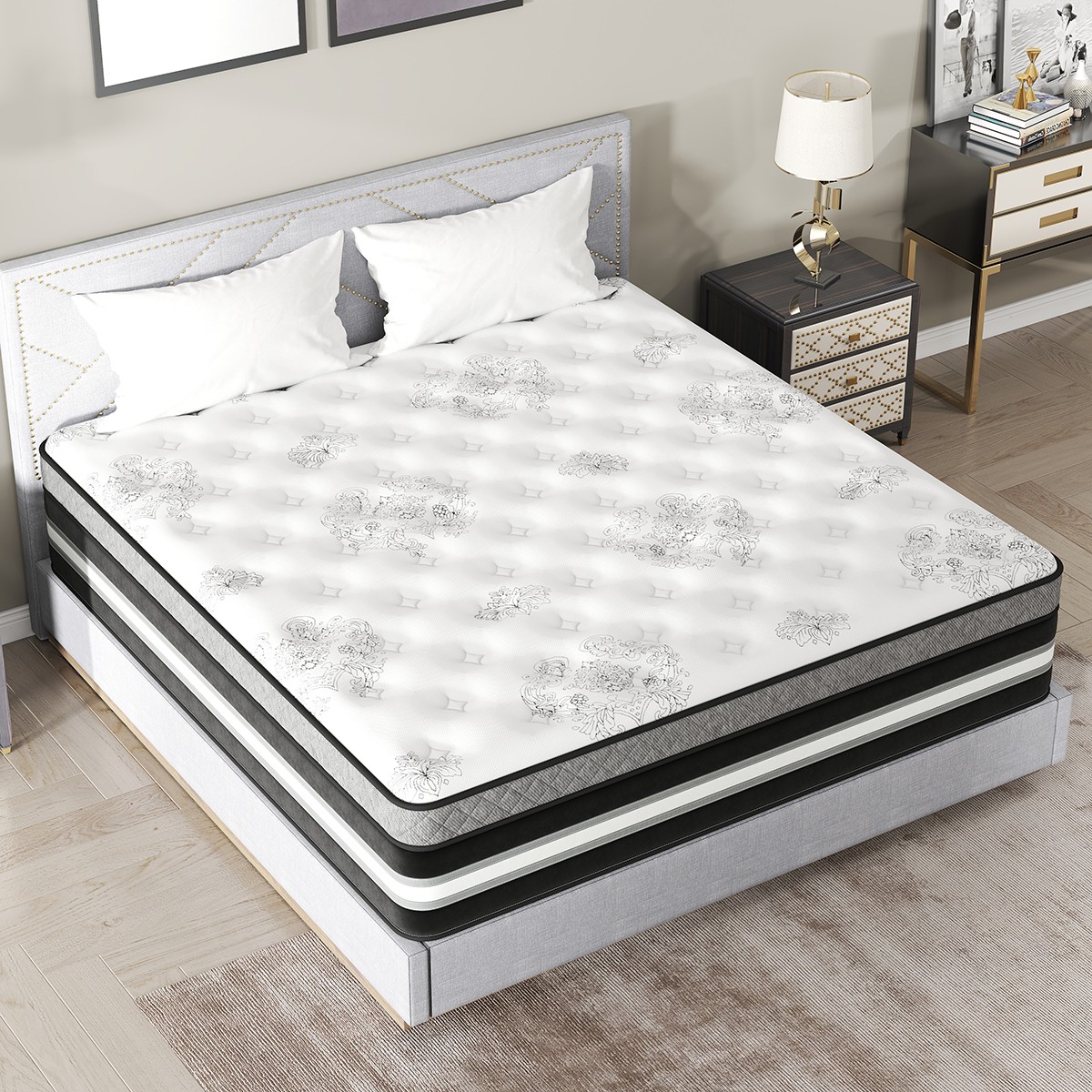 12/14 Inch Mattress in a Box Twin Full Queen King Gel Memory Foam Hybrid Spring