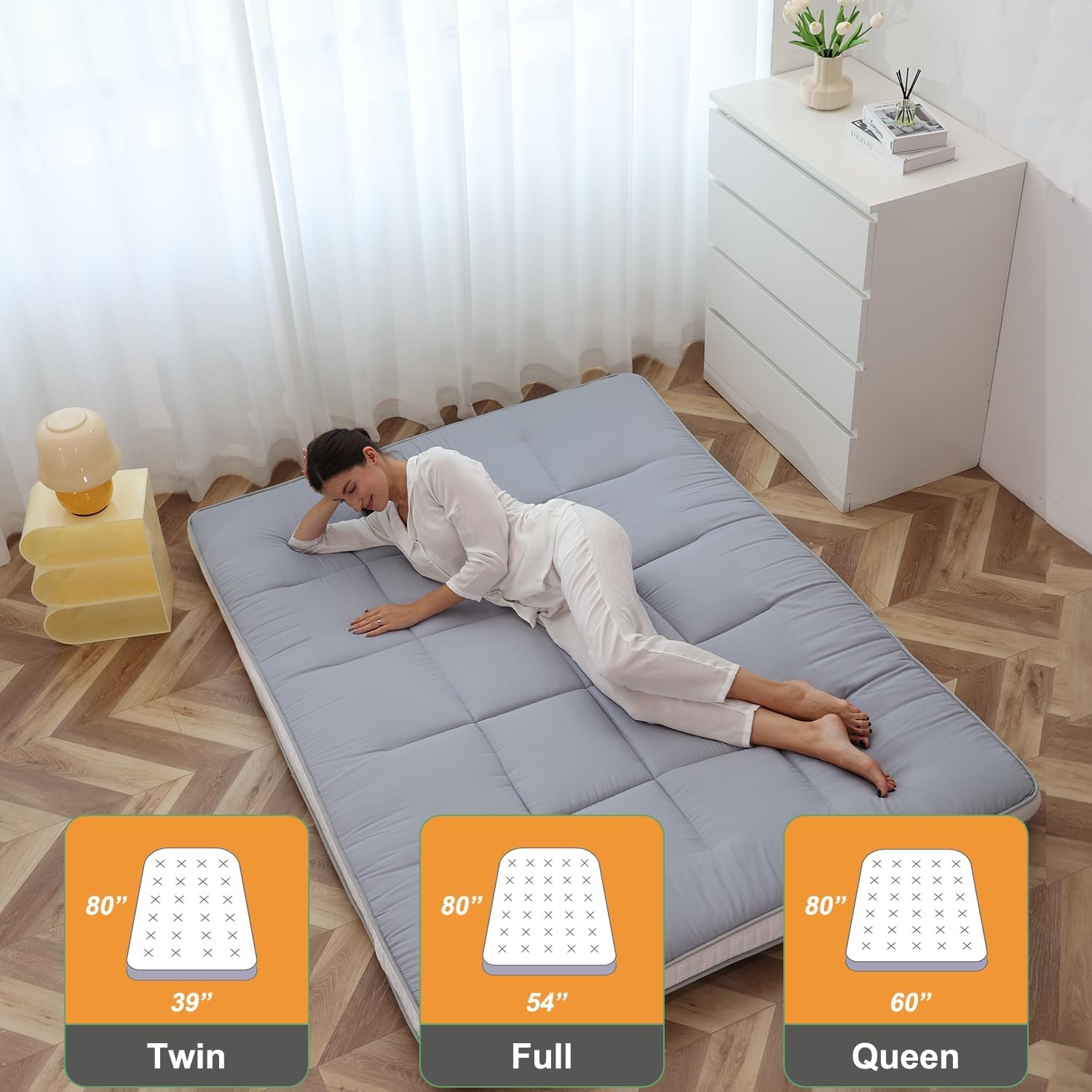 Queen Size Futon Mattr -4in Extra Thi Foldable Japanese Floor