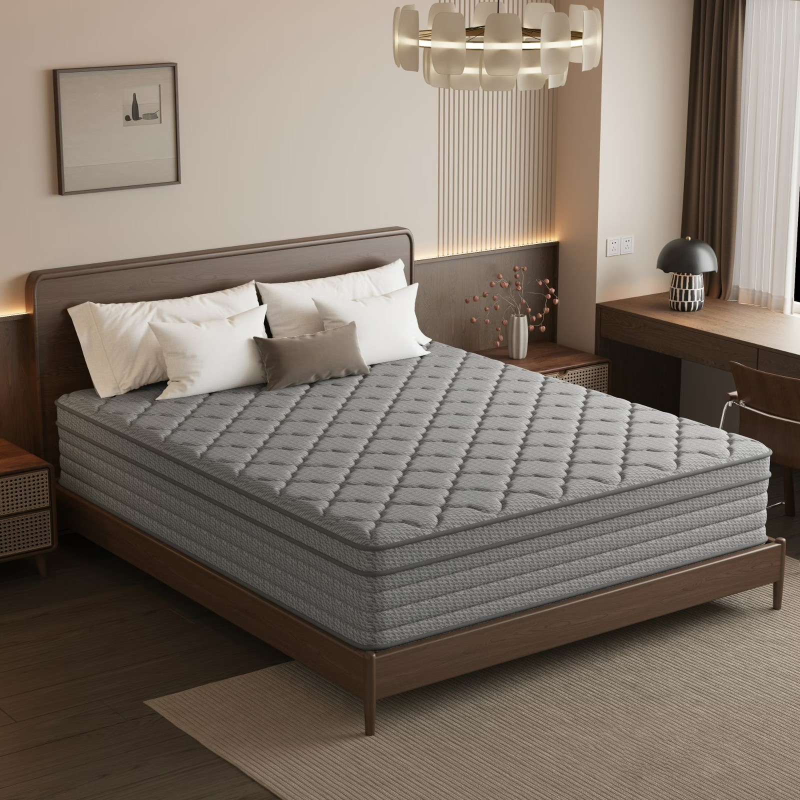 10″12″ Twin/King Memory Foam &Spring Hybrid Mattress Motion Isolation Bed In Box